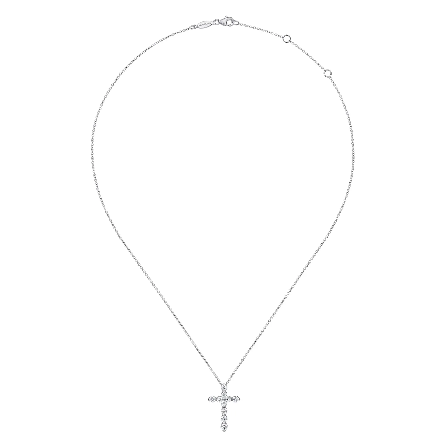 Diamond Cross Pendant Necklace in 14K White Gold, photograph 2