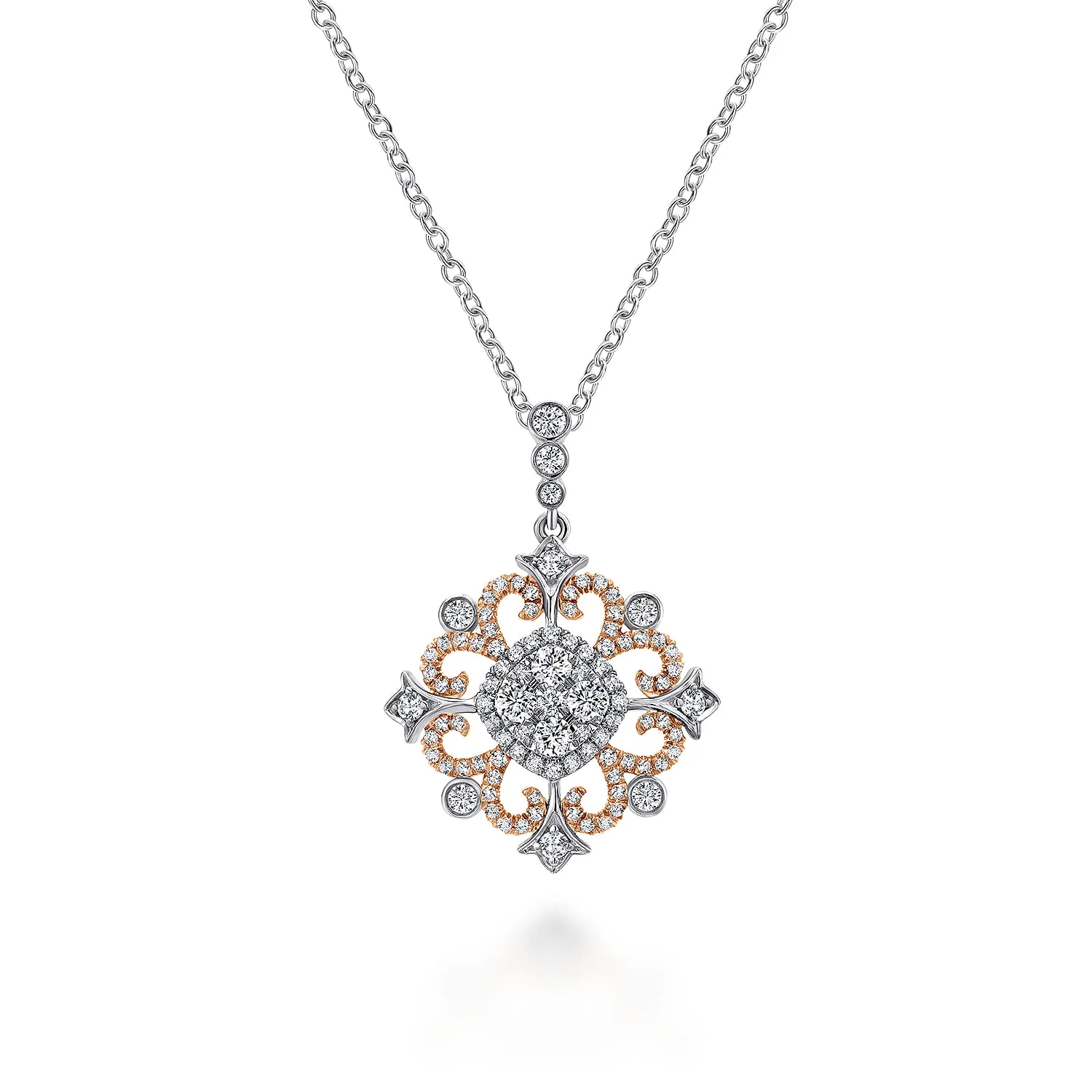 Openwork Diamond Pendant Necklace