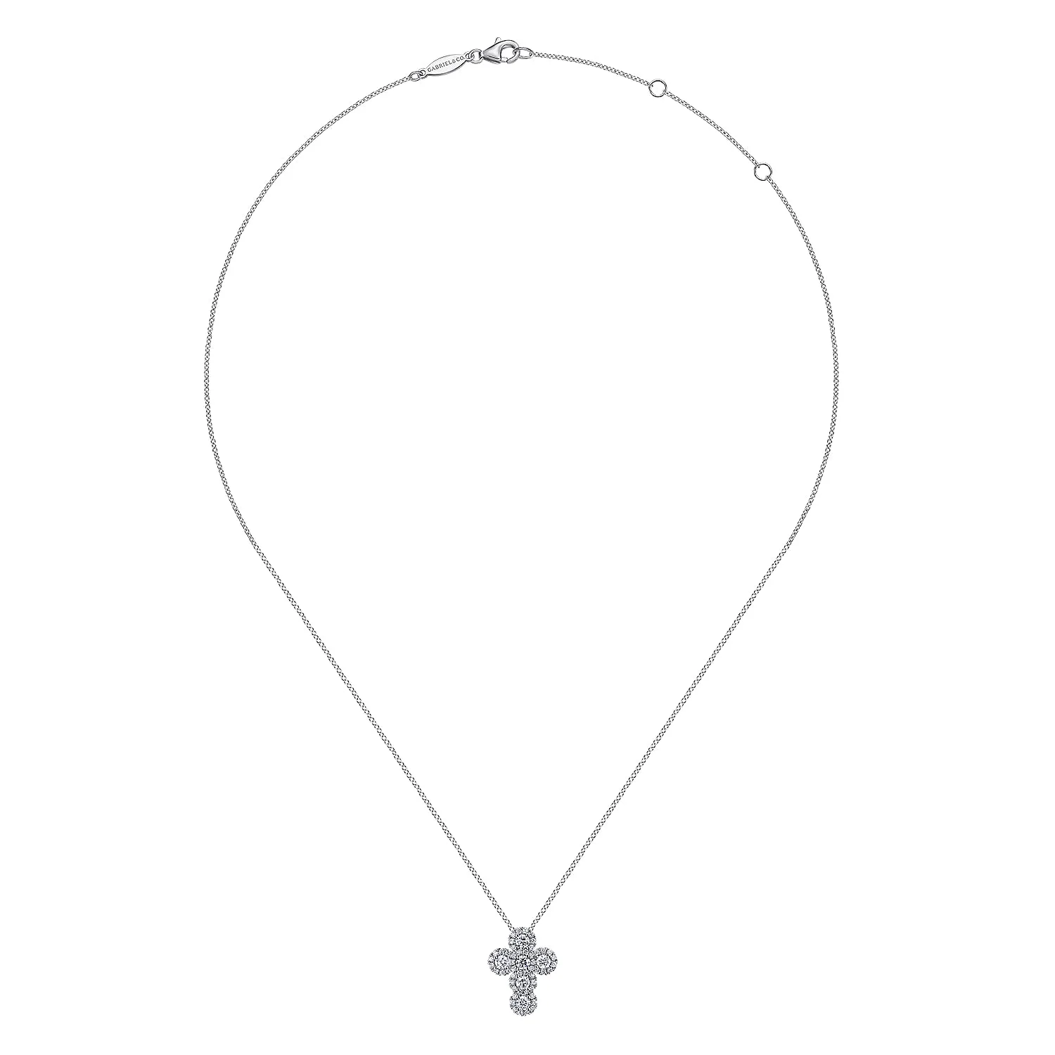 Diamond Cross Pendant Necklace in 14K White Gold, photograph 2