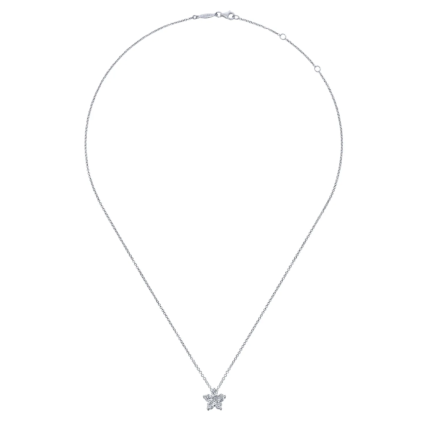 Diamond Star Inspired Pendant Necklace in 14K White Gold, photograph 2