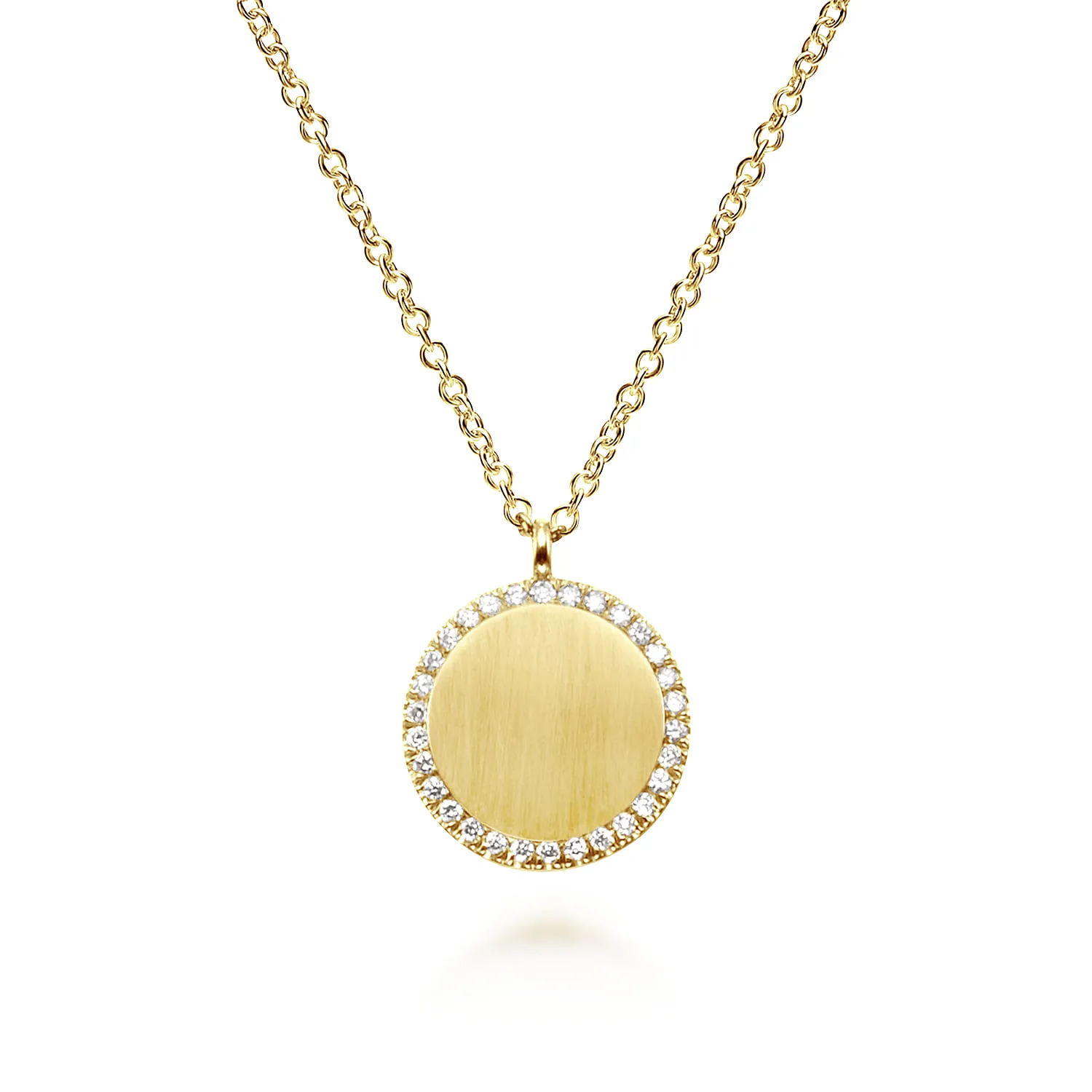 Pendant Necklace with Diamond Halo in 14K Yellow Gold, photograph 2
