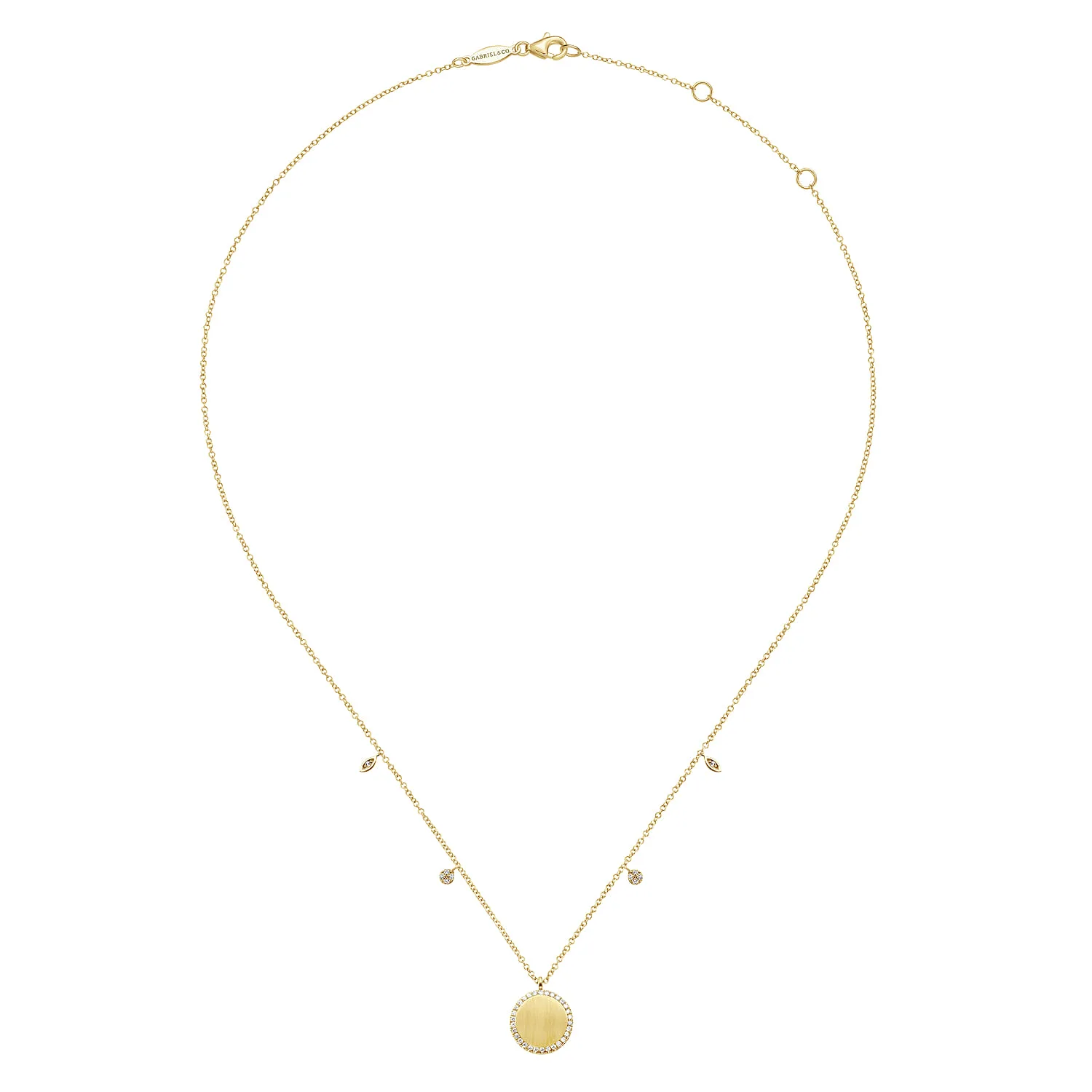 Pendant Necklace with Diamond Halo in 14K Yellow Gold, photograph 3
