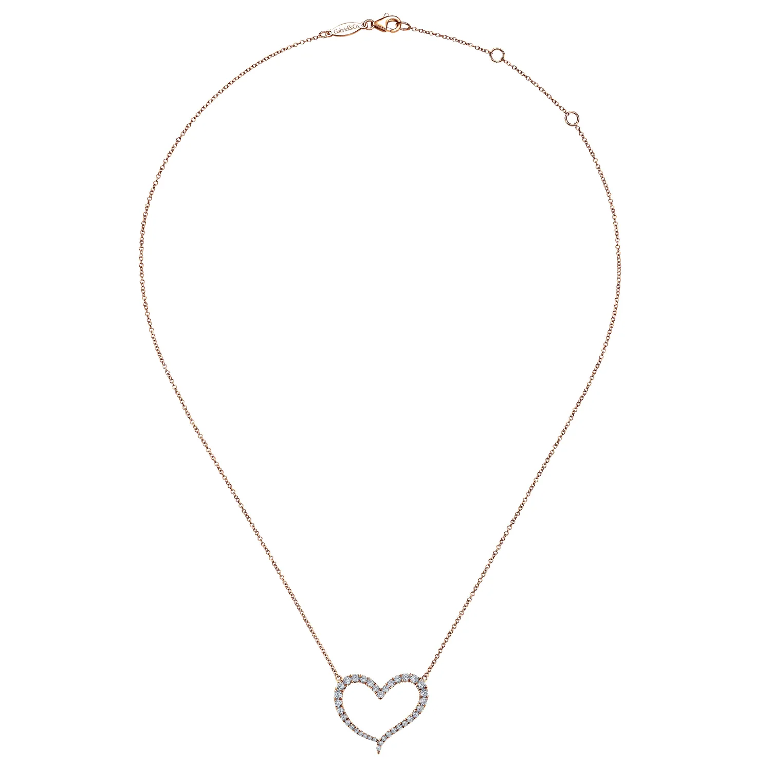 Diamond Open Fashion Necklace in 14K Rose Gold, photograph 2