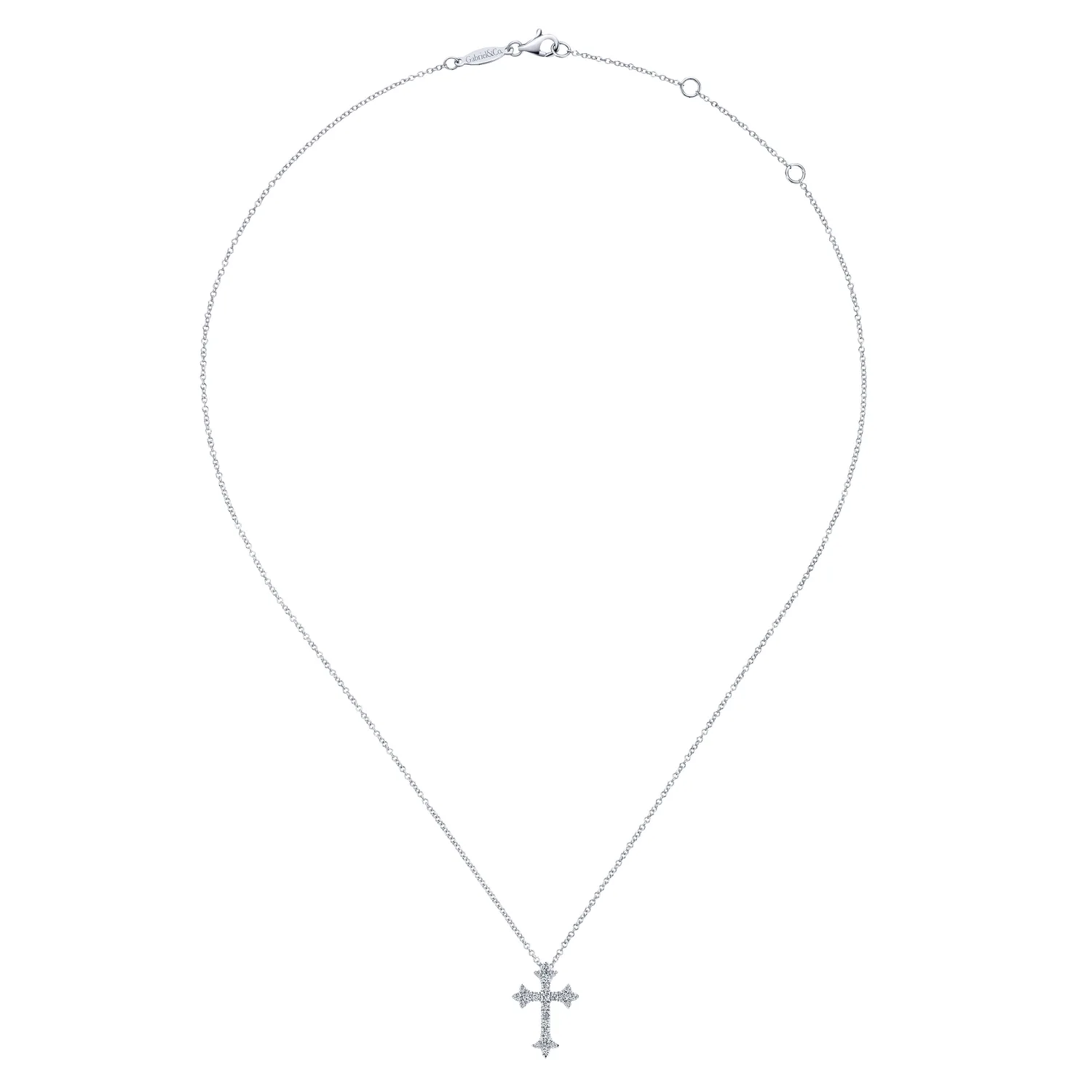 Diamond Cross Pendant Necklace in 14K White Gold, photograph 2