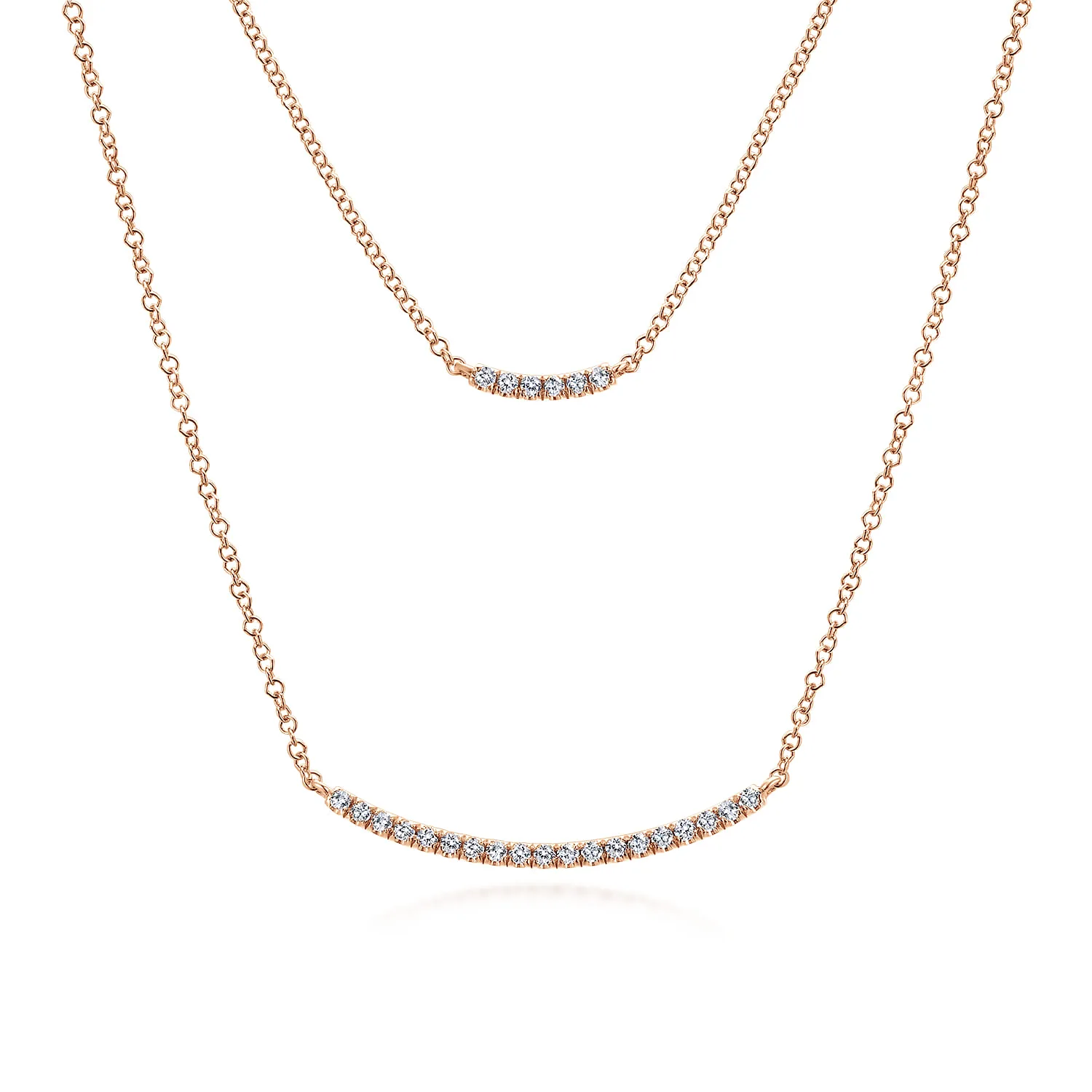 Two Strand Curved Diamond Bar Necklace
