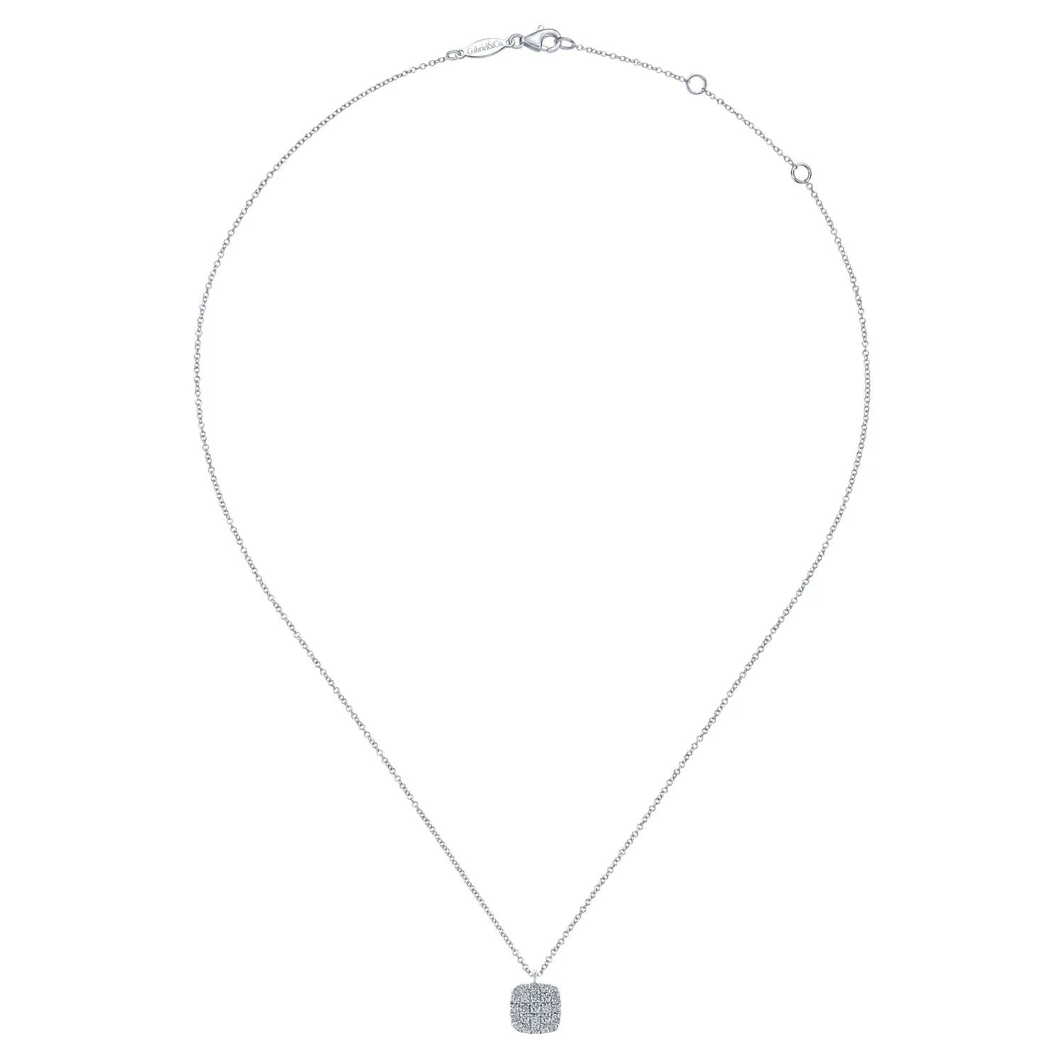 Shaped Diamond Cluster Pendant Necklace in 14K White Gold, photograph 2