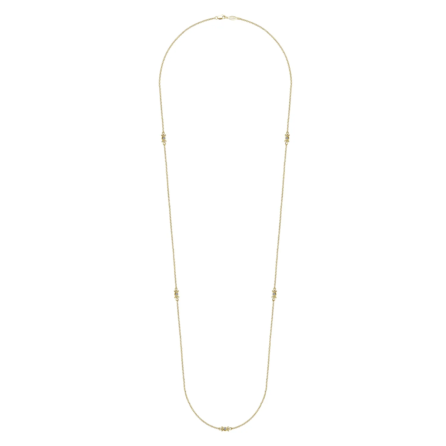 32 inch Diamond Filigree Station Necklace in 14K Yellow Gold, photograph 2