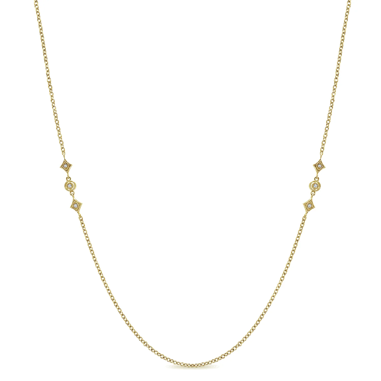 32 inch Geometric Shapes Diamond Station Necklace
