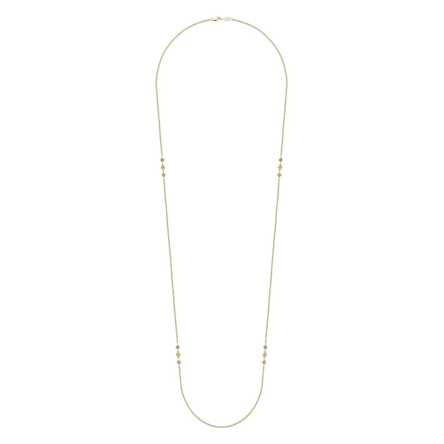 32 inch Geometric Shapes Diamond Station Necklace in 14K Yellow Gold, photograph 2