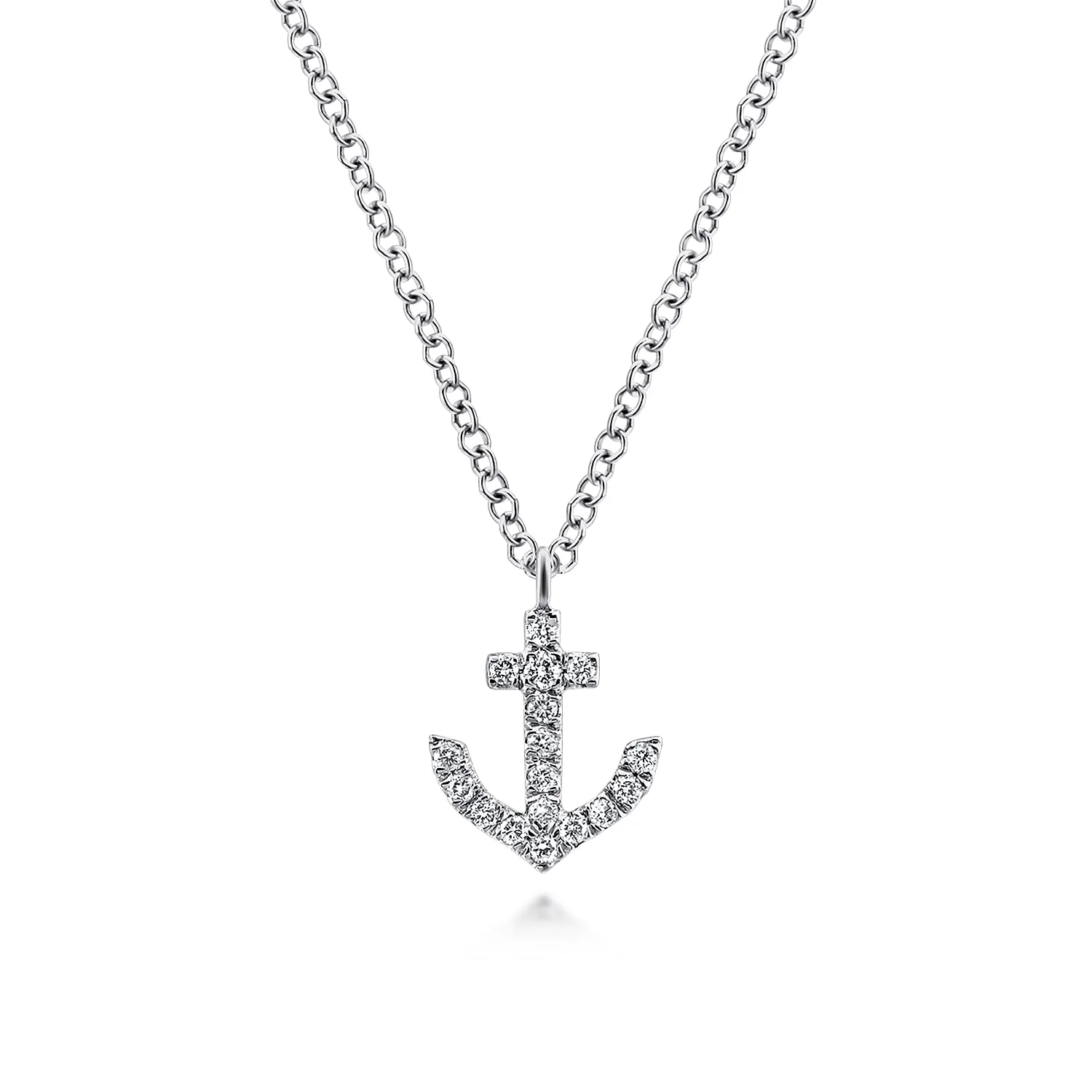 Diamond Anchor Pendant Necklace