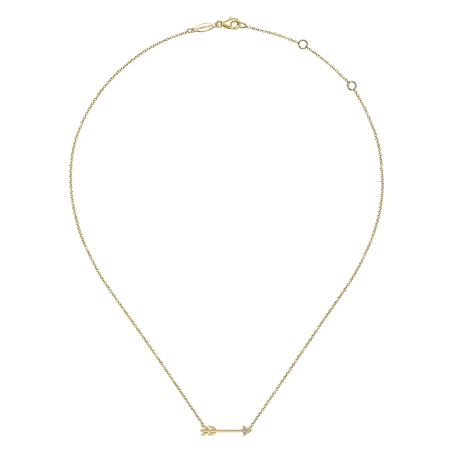 Diamond Arrow Necklace in 14K Yellow Gold, photograph 2