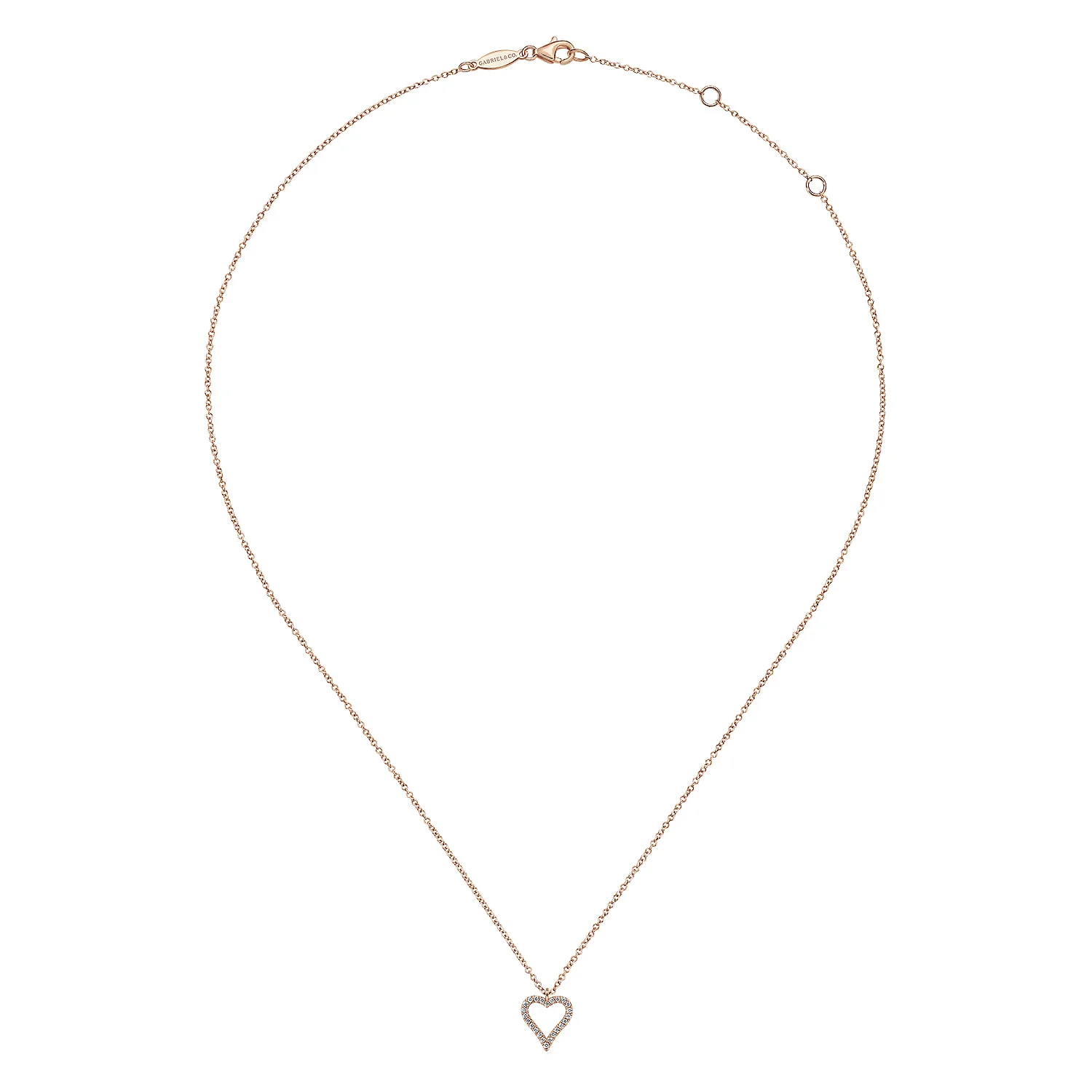 Pave Diamond Open Necklace in 14K Rose Gold, photograph 2