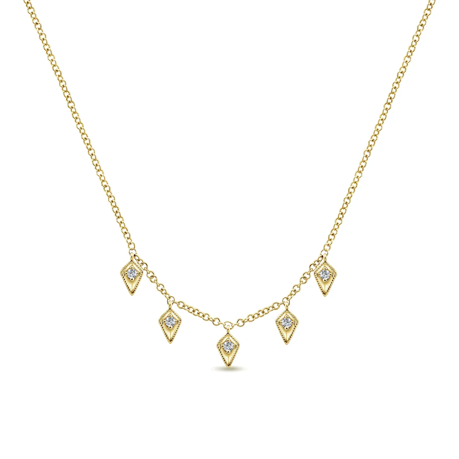 Kite Shaped Drops Station Necklace with Diamonds