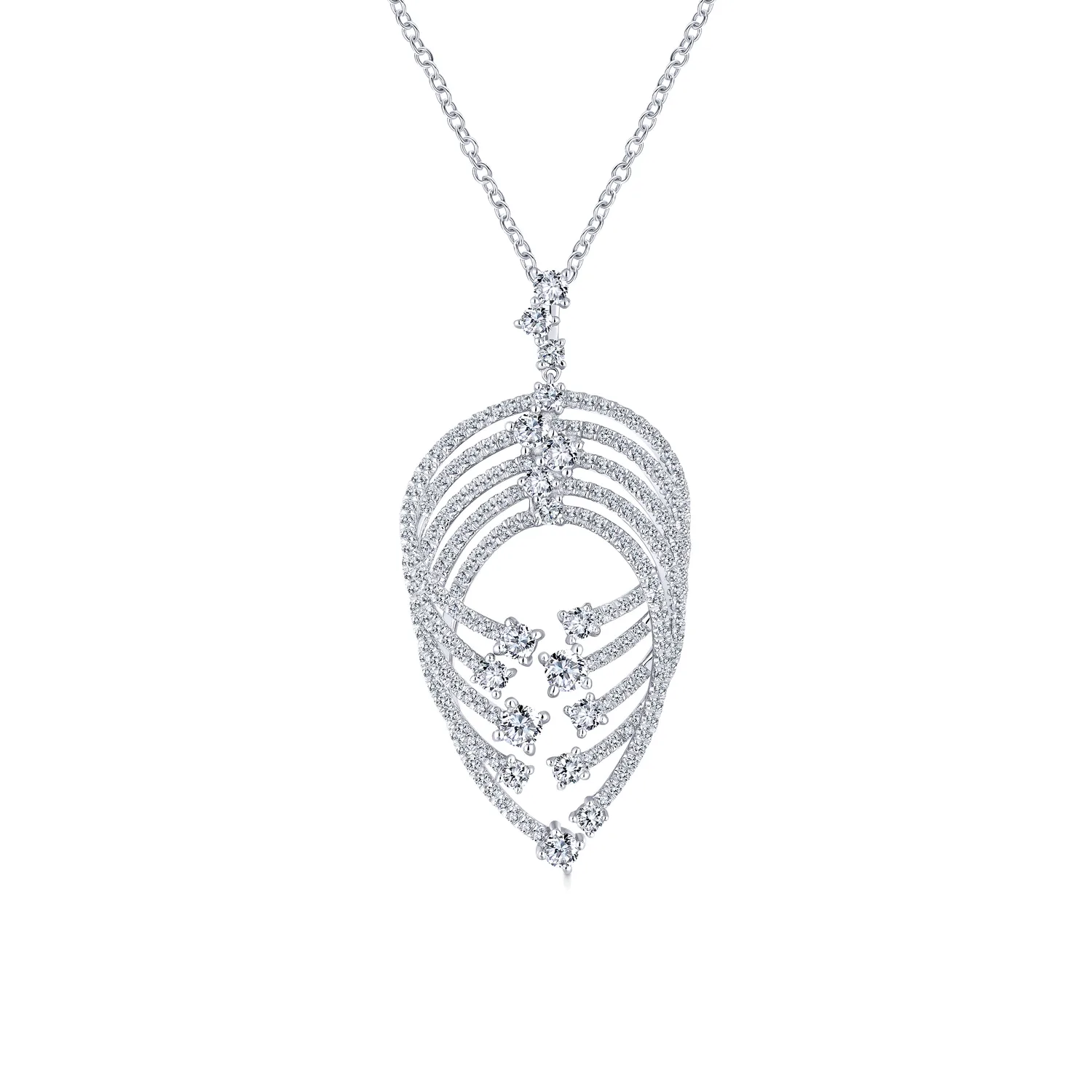 Intersecting Diamond Channels Pendant Necklace