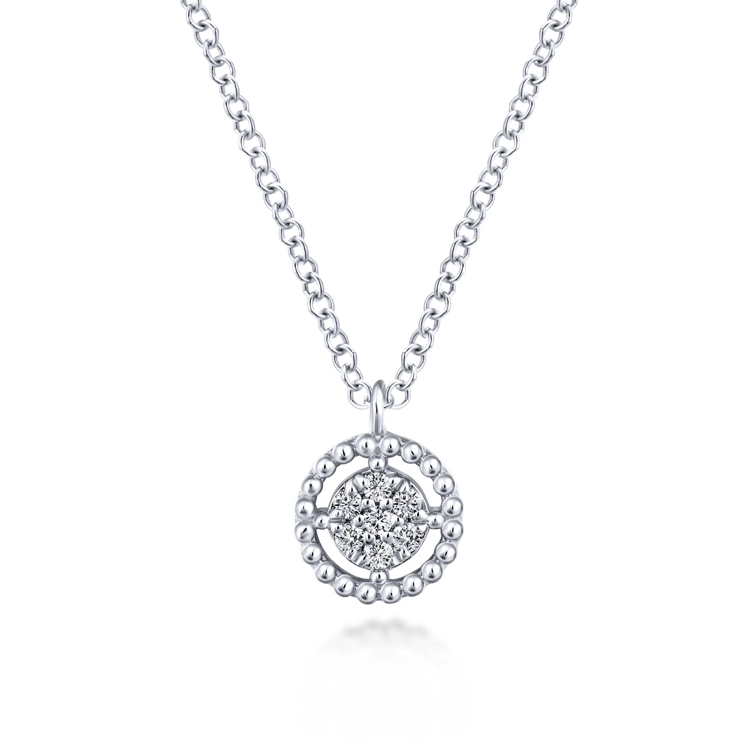 Beaded Floating Diamond Pendant Necklace