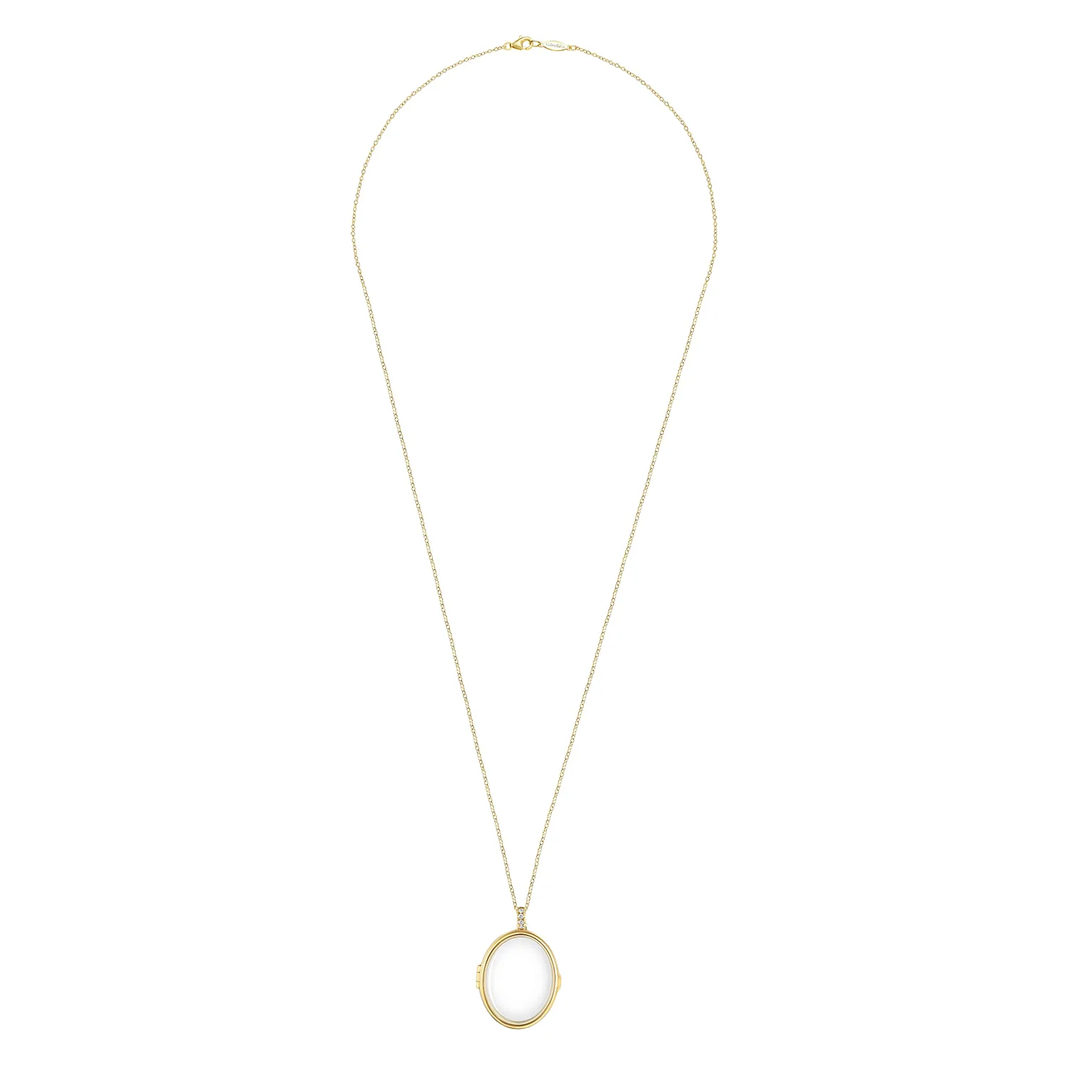 25 inch Glass Front Locket Necklace in 14K Yellow Gold, photograph 4