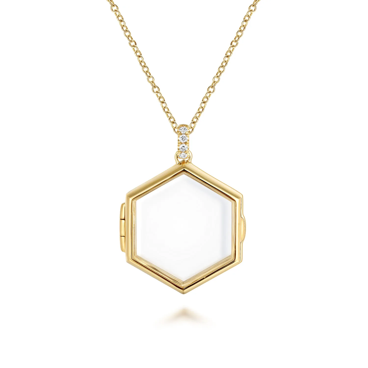 25 inch Hexagonal Glass Front Locket Necklace