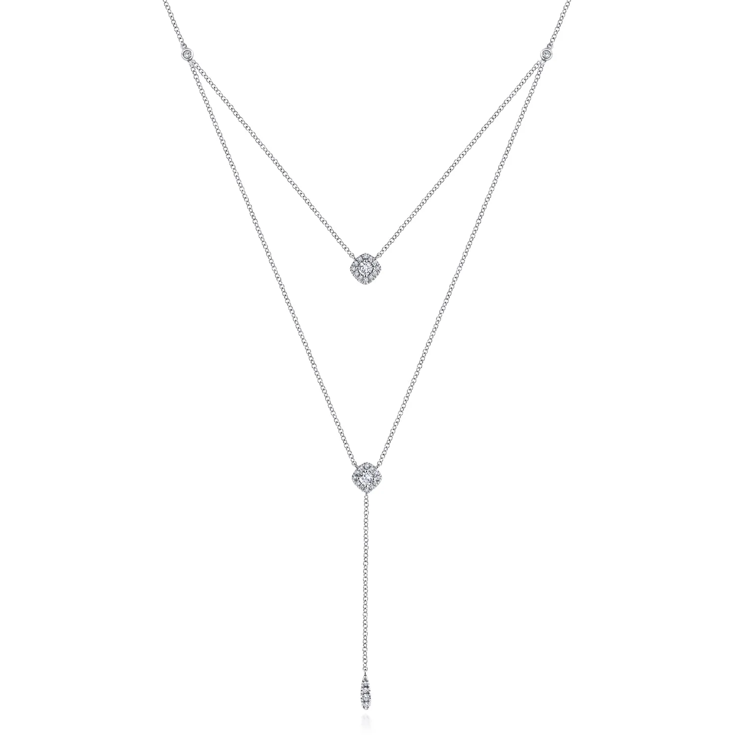 18 inch Layered Diamond Cluster Y Necklace