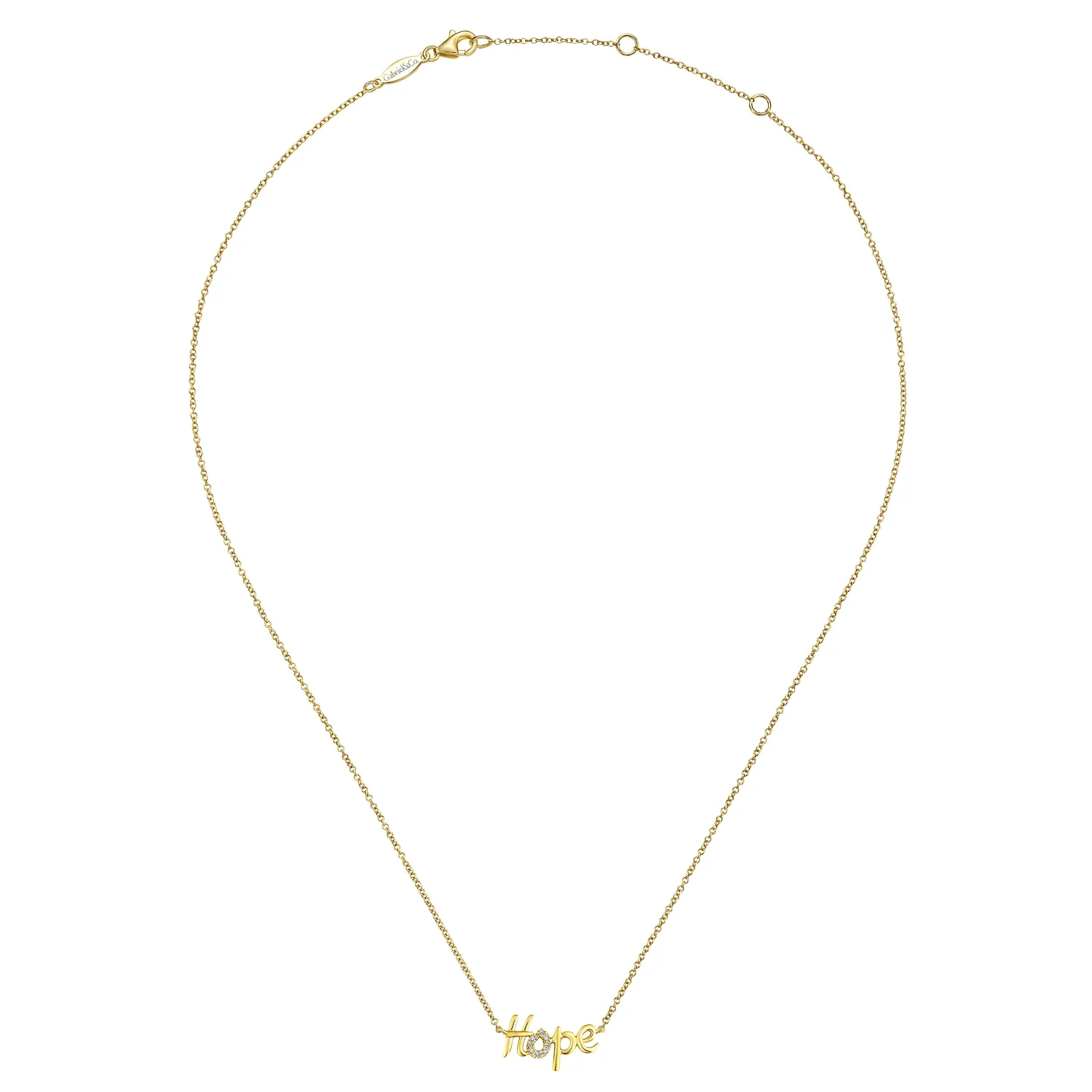 Hope Necklace with Diamond Pave in 14K Yellow Gold, photograph 2
