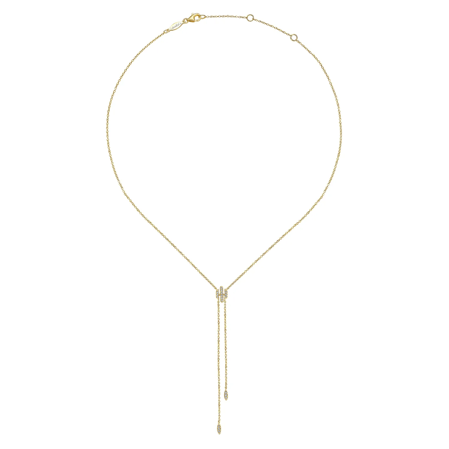 Diamond Y Knot Necklace in 14K Yellow Gold, photograph 2