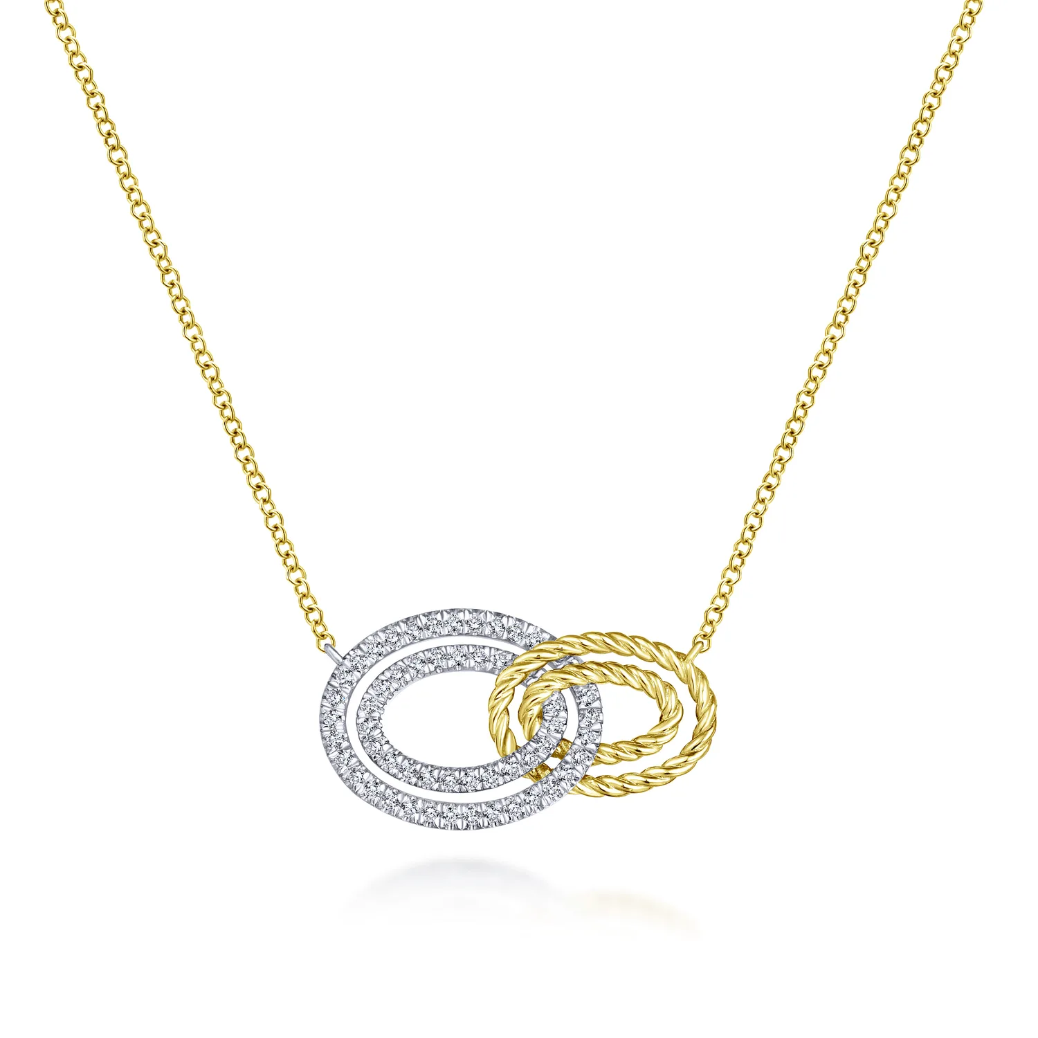 Interlocking Link Diamond Pendant Necklace