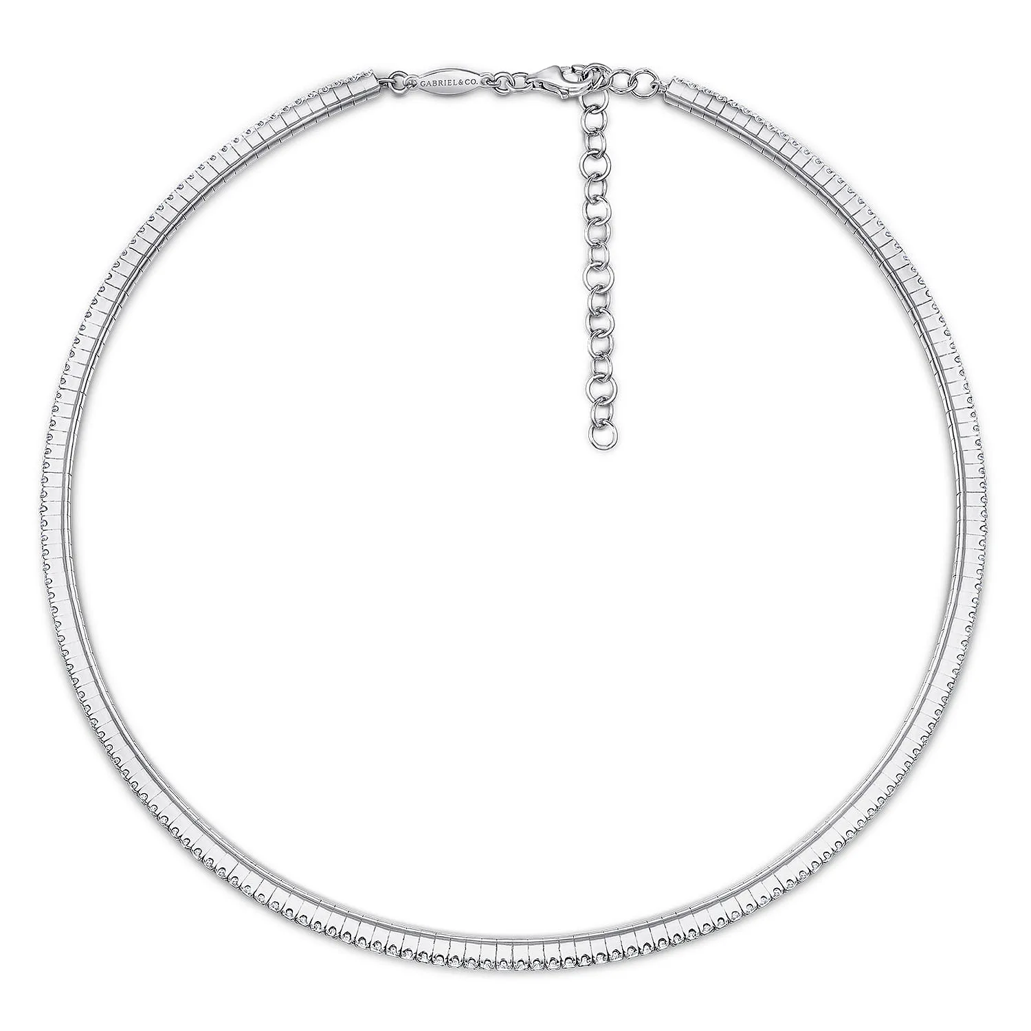 Straight Pave Diamond Choker Necklace in 14K White Gold, photograph 2