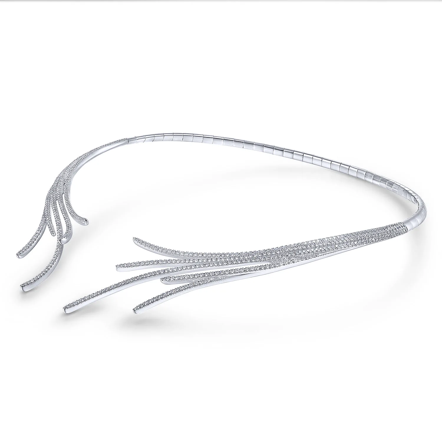 Open Multi Row Diamond Statement Necklace