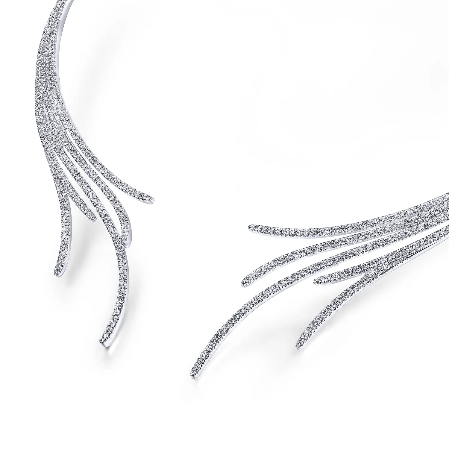Open Multi Row Diamond Statement Necklace in 18K White Gold, photograph 3