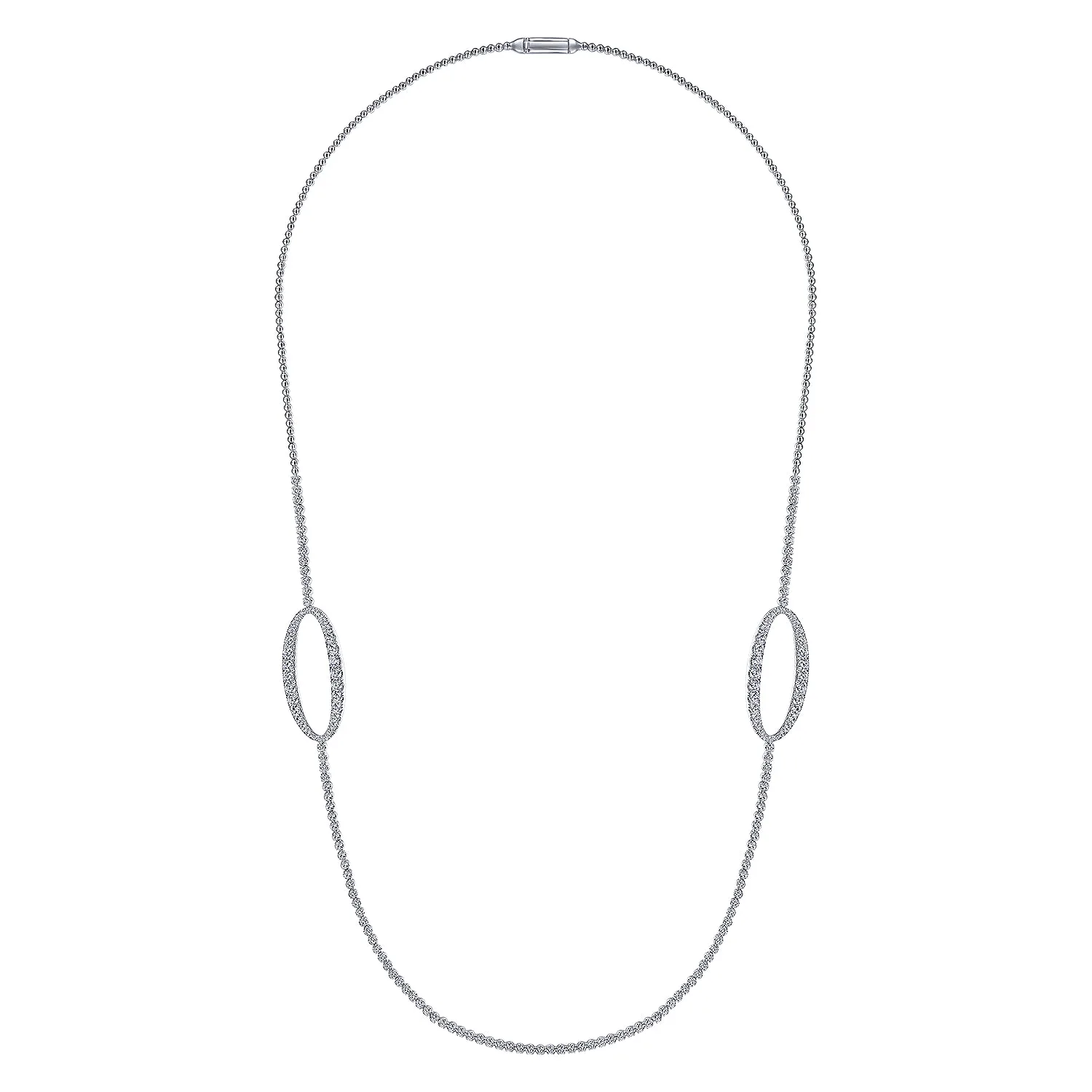 24 Inch Station Diamond Necklace in 18K White Gold, photograph 2