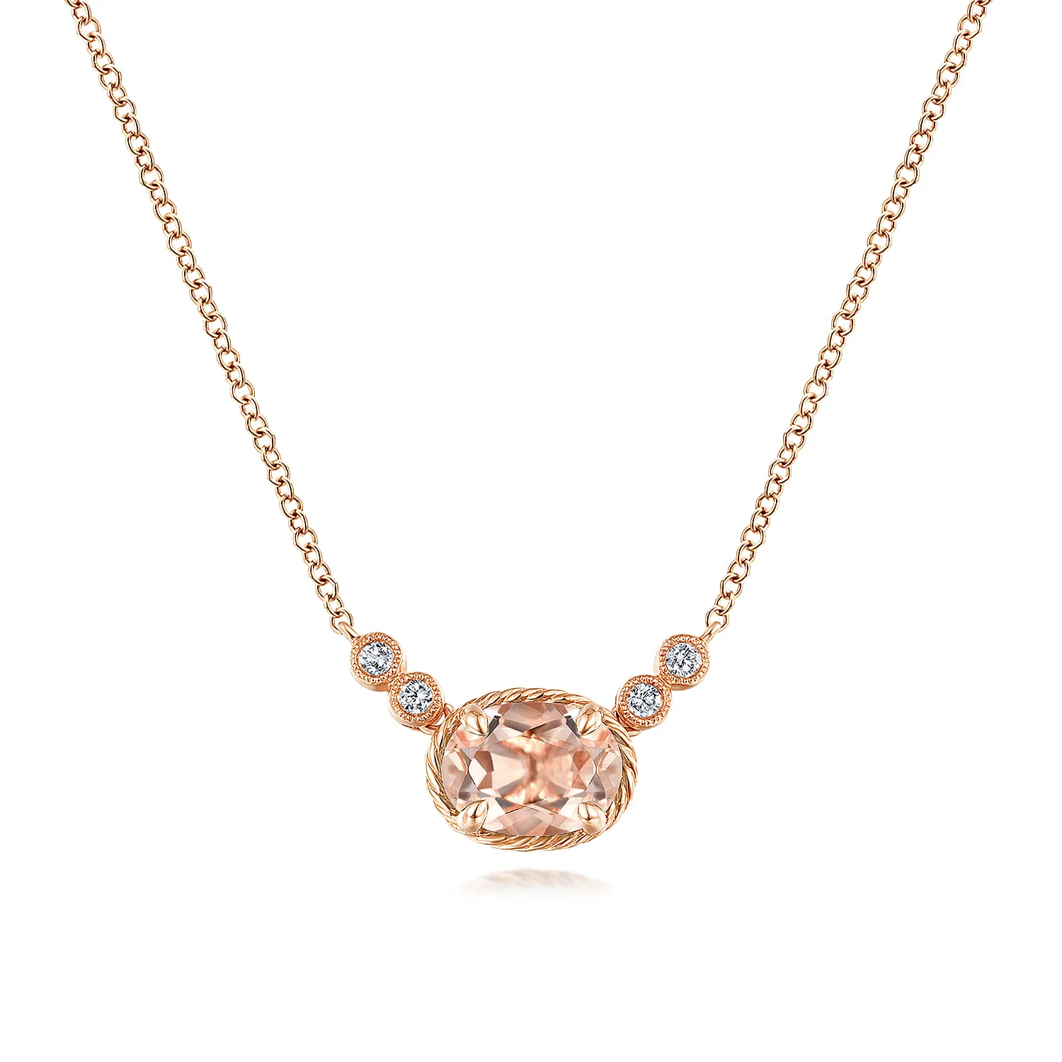 Oval Morganite Pendant Necklace with Diamond Accents