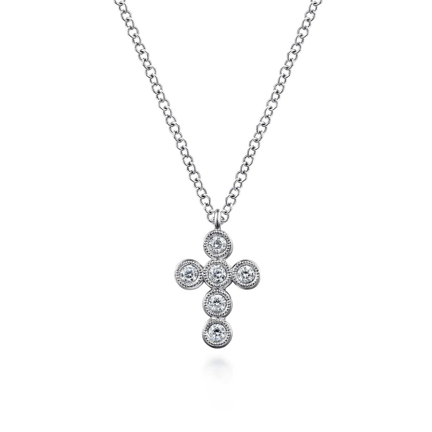 Bezel Set Diamond Cross Pendant Necklace
