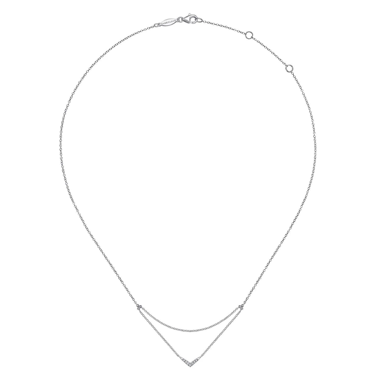 Diamond Chevron Necklace in 14K White Gold, photograph 2