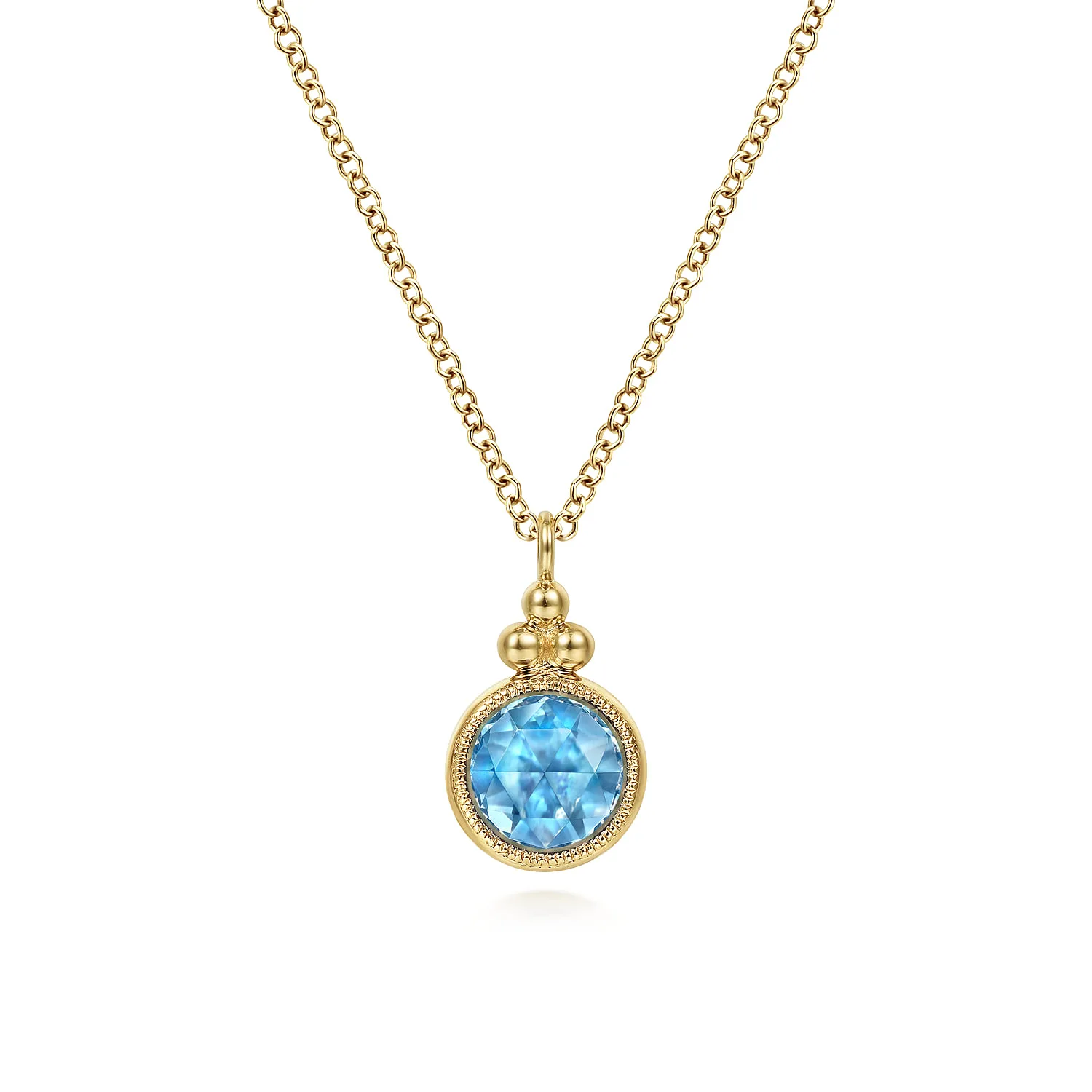 Round Blue Topaz Pendant Necklace