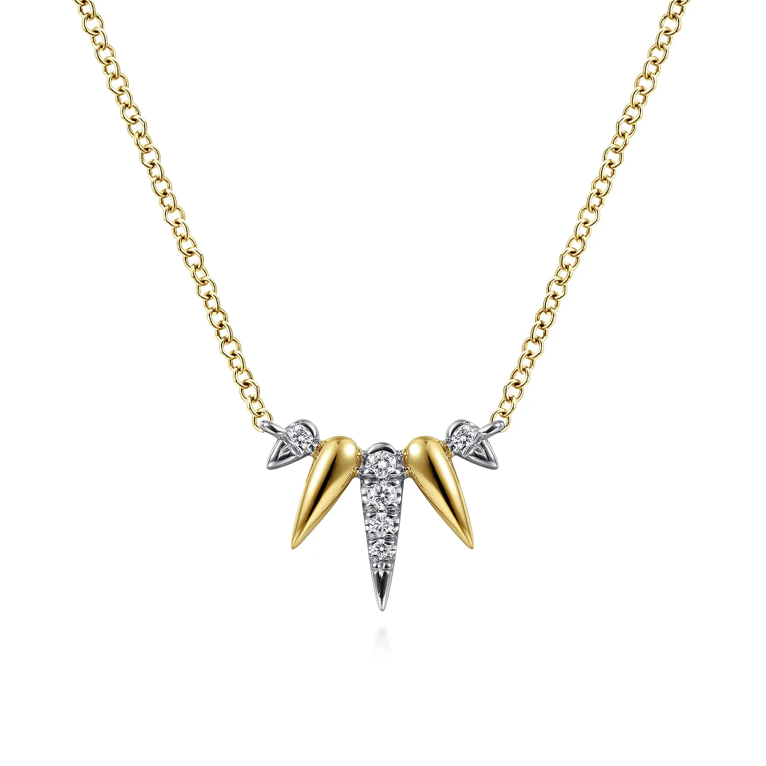 Diamond Pave Spike Fan Bar Necklace