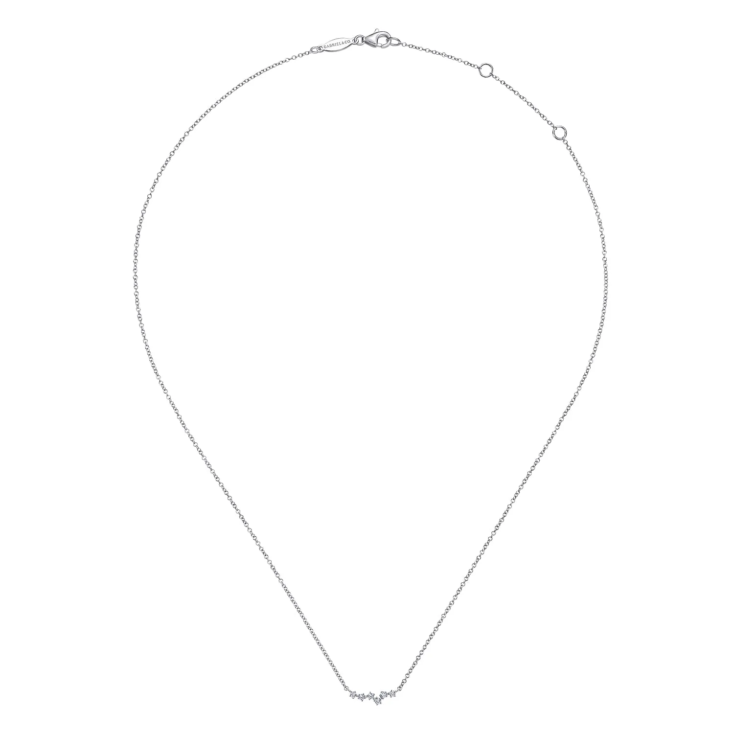 Diamond Constellation Bar Necklace in 14K White Gold, photograph 2