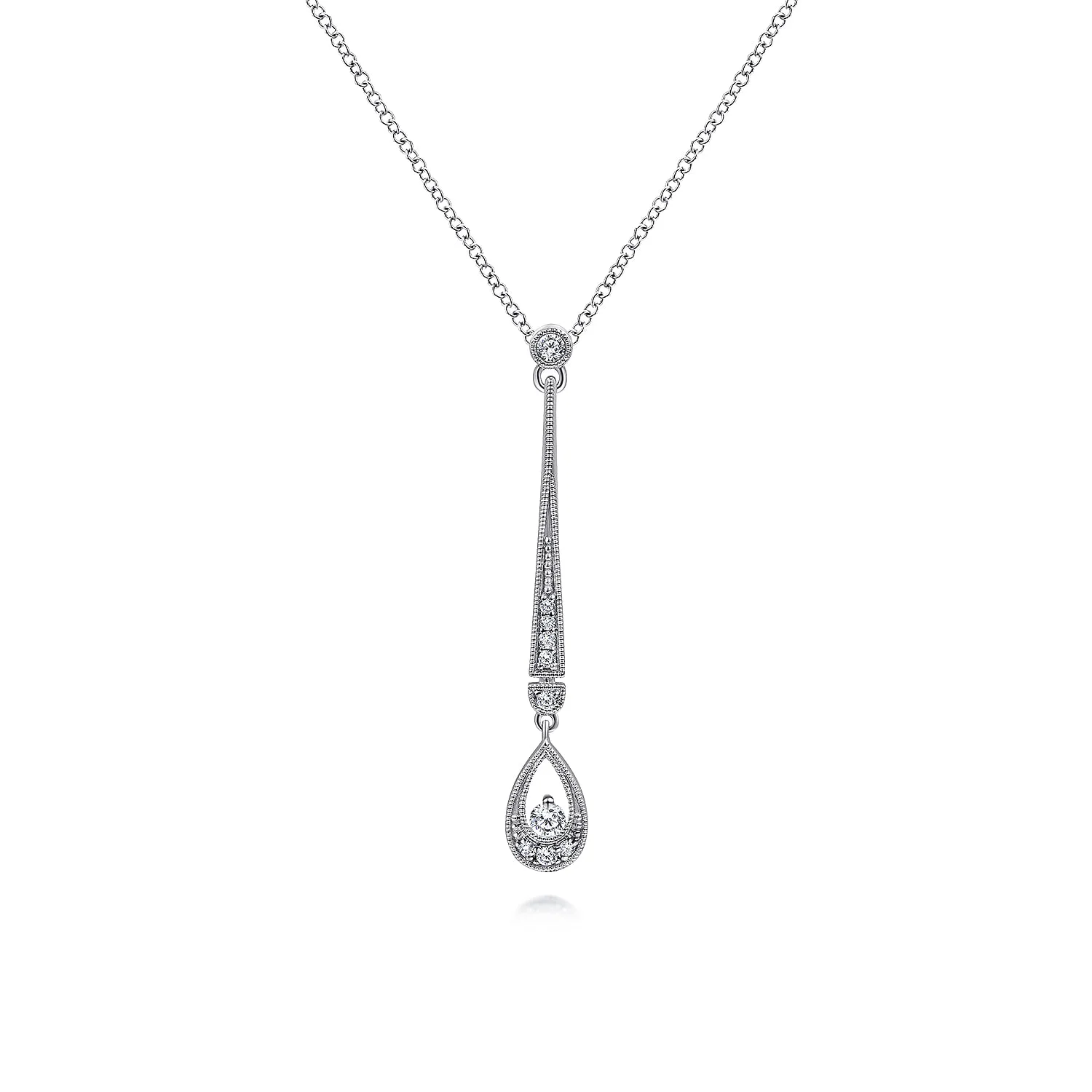Diamond Bar and Teardrop Necklace