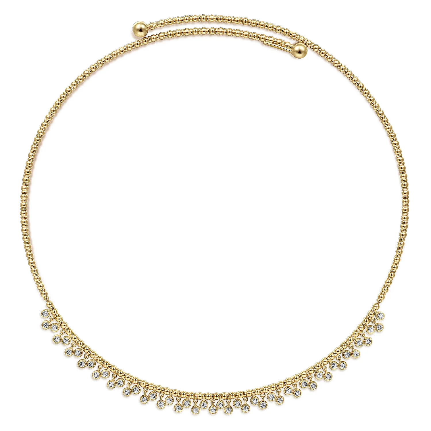 Diamond Clusters Bujukan Beaded Choker Necklace in 14K Yellow Gold, photograph 2
