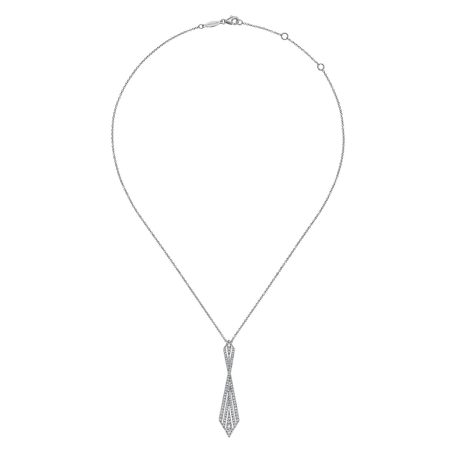 Abstract Diamond Pendant Necklace in 14K White Gold, photograph 2