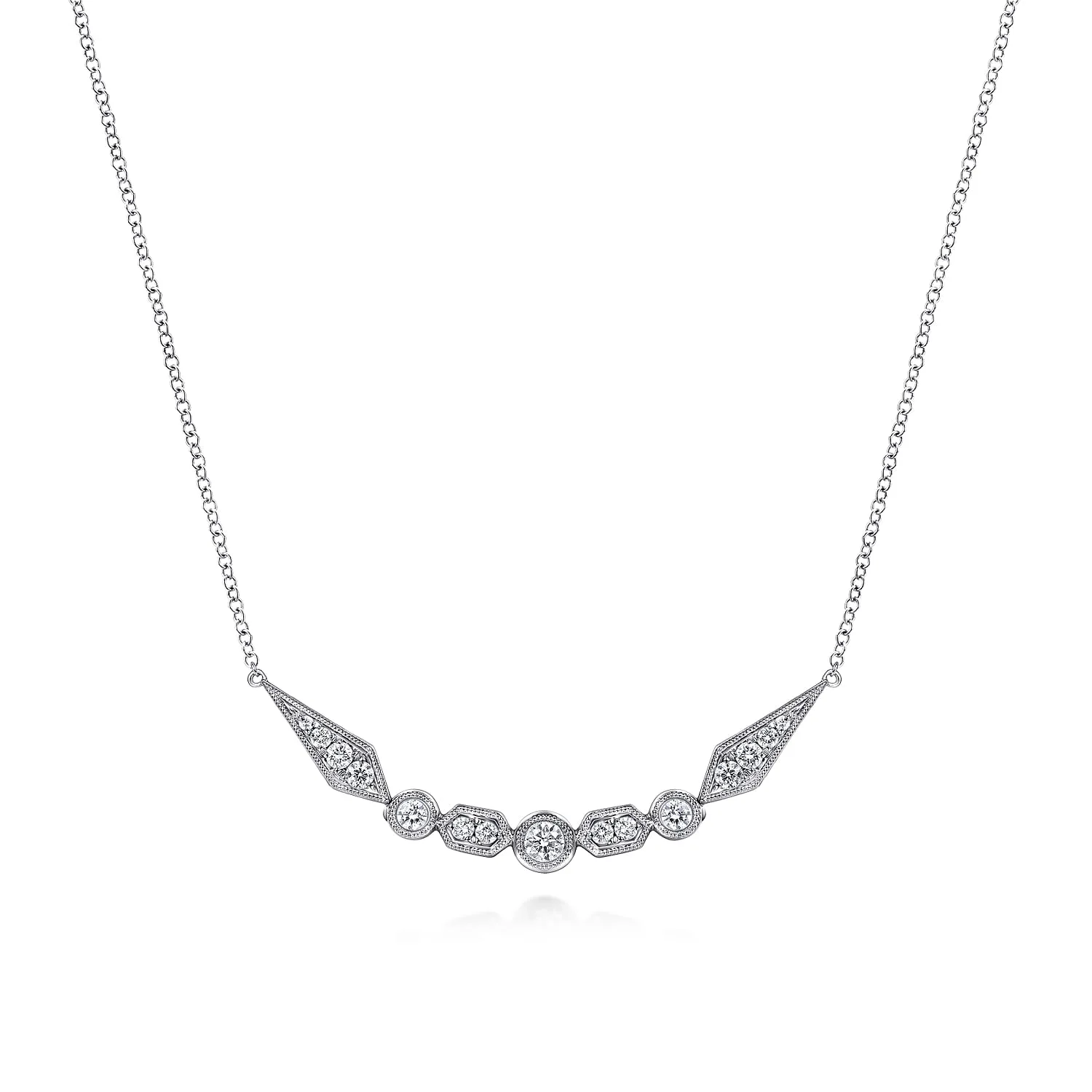 Geometric Shape Curved Bar Diamond Necklace
