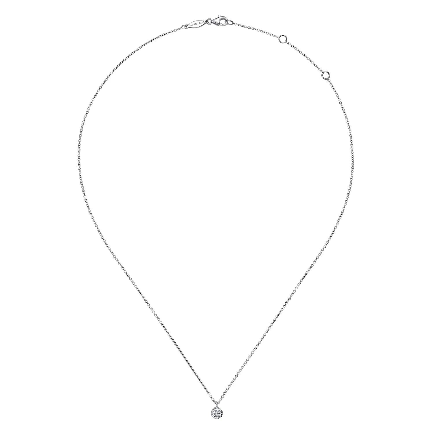 Diamond Cluster Pendant Necklace in 14K White Gold, photograph 2