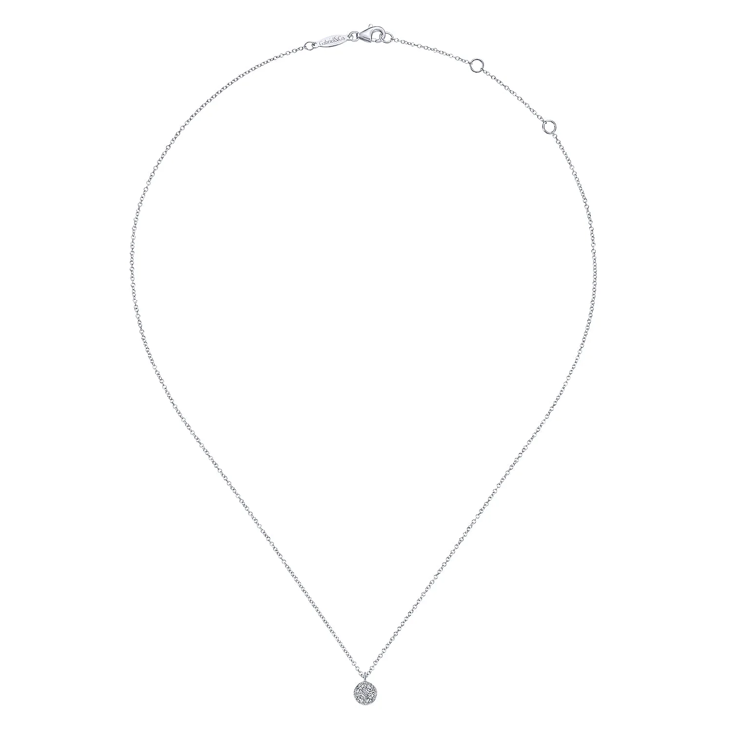 Diamond Cluster Pendant Necklace in 14K White Gold, photograph 2