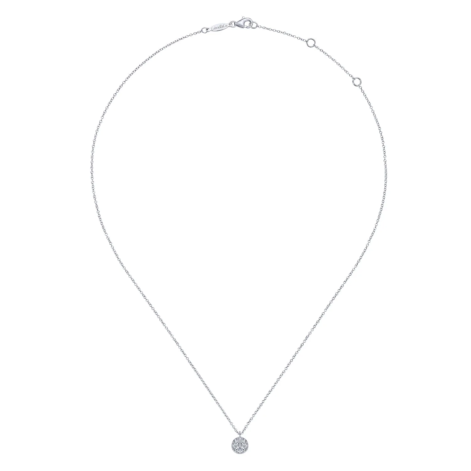 Diamond Cluster Pendant Necklace in 14K White Gold, photograph 2
