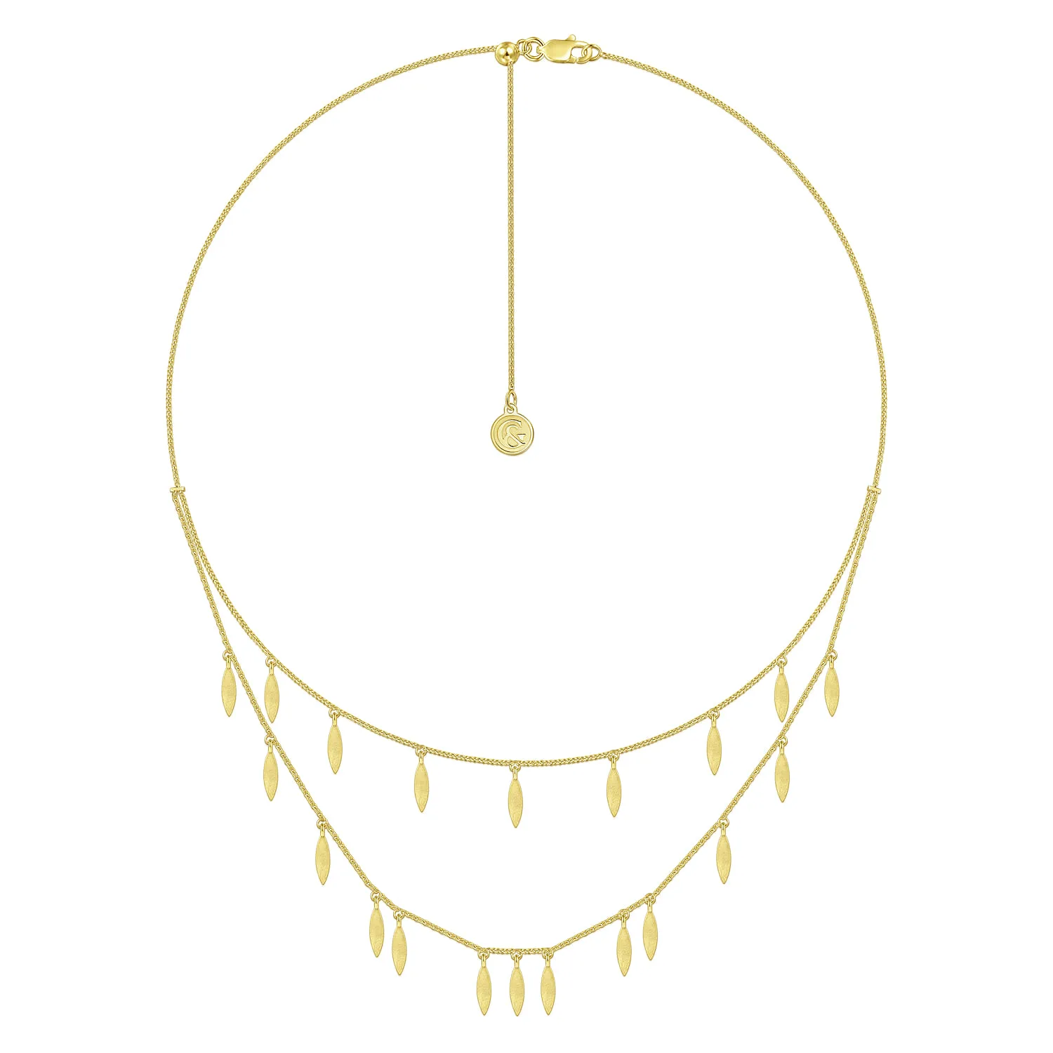 Two Strand Necklace with Drops in 14K Yellow Gold, photograph 2