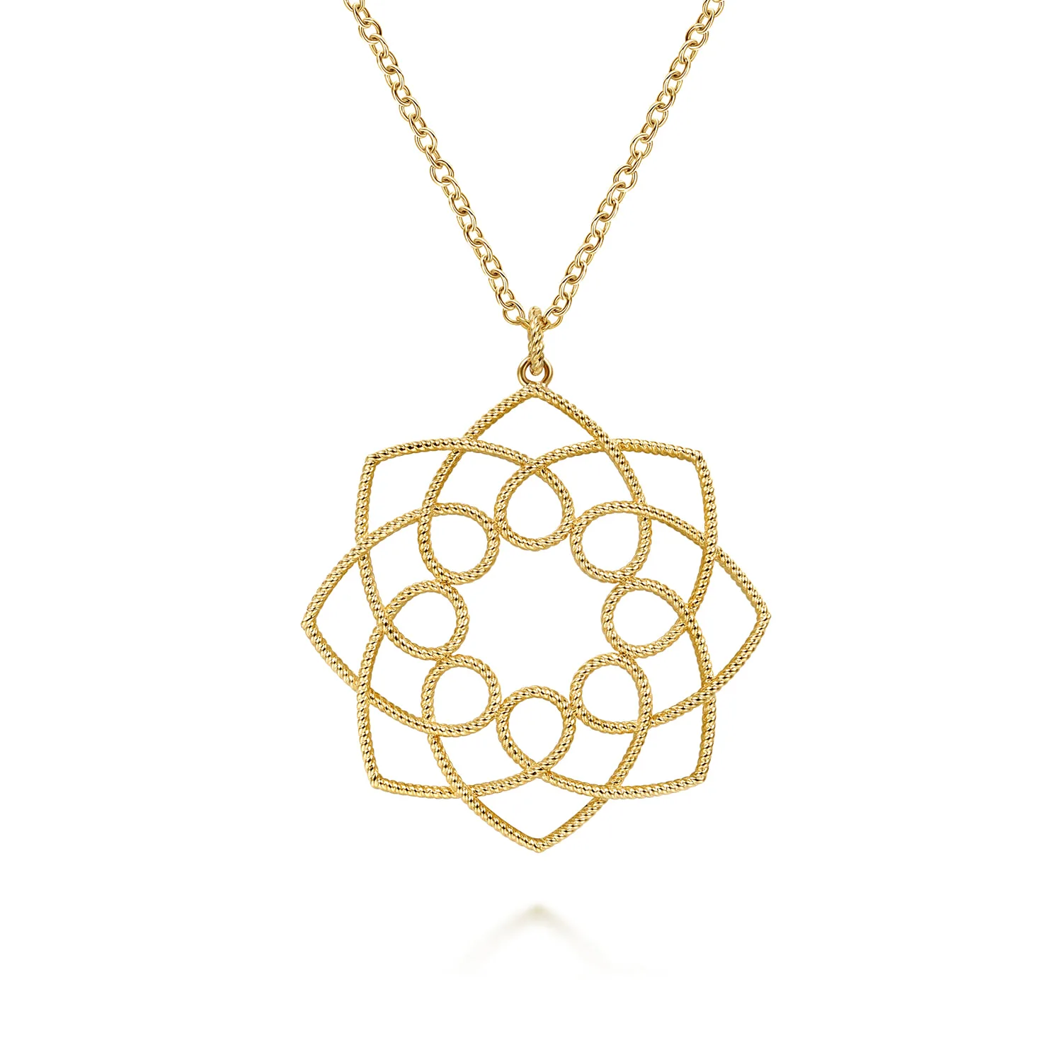 30 inch Filigree Flower Pendant Necklace