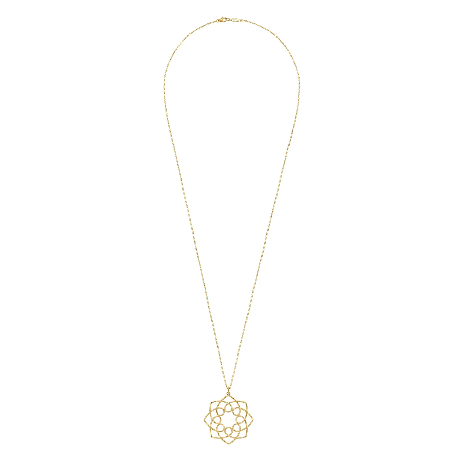 30 inch Filigree Flower Pendant Necklace in 14K Yellow Gold, photograph 2