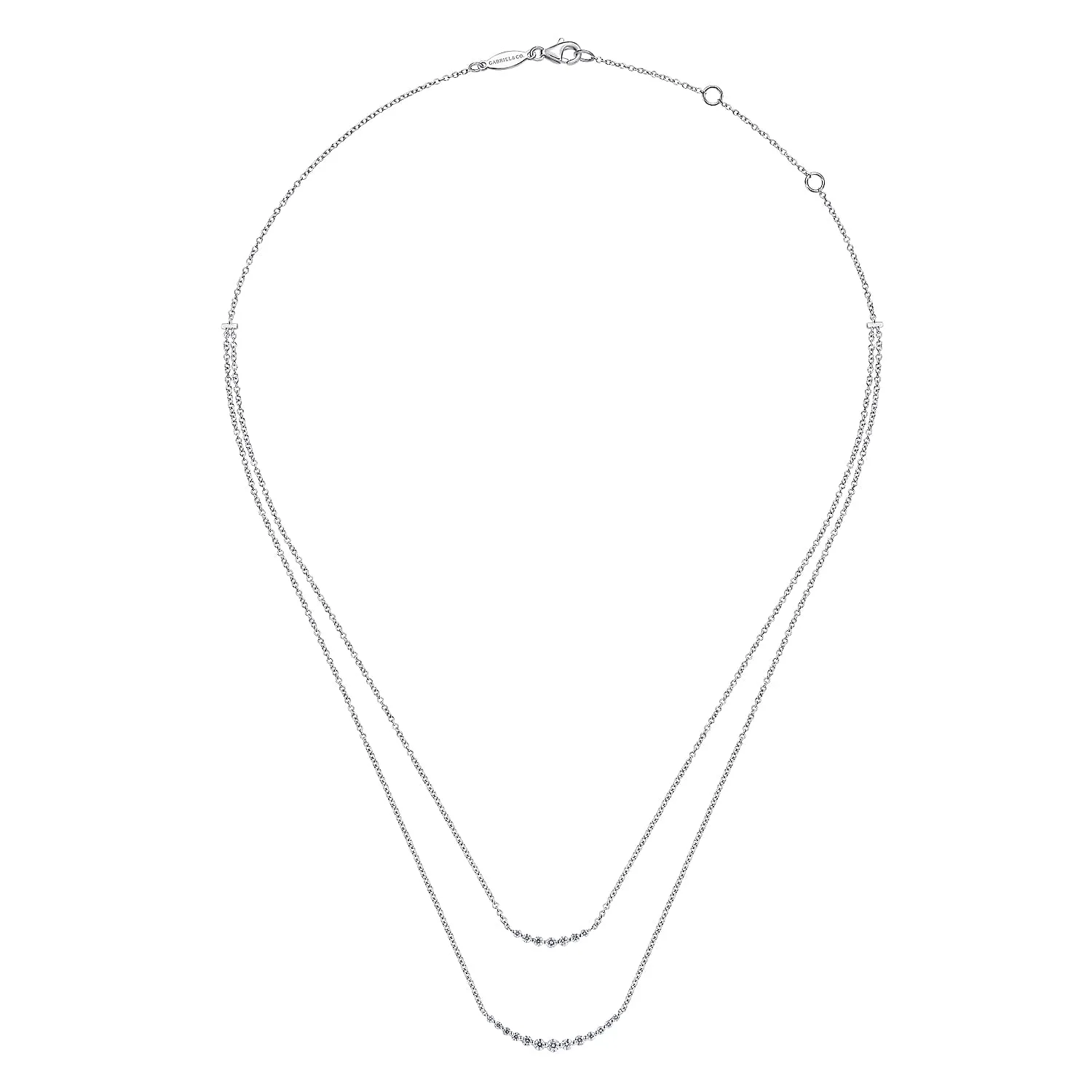 Diamond Layered Bar Necklace in 14K White Gold, photograph 2