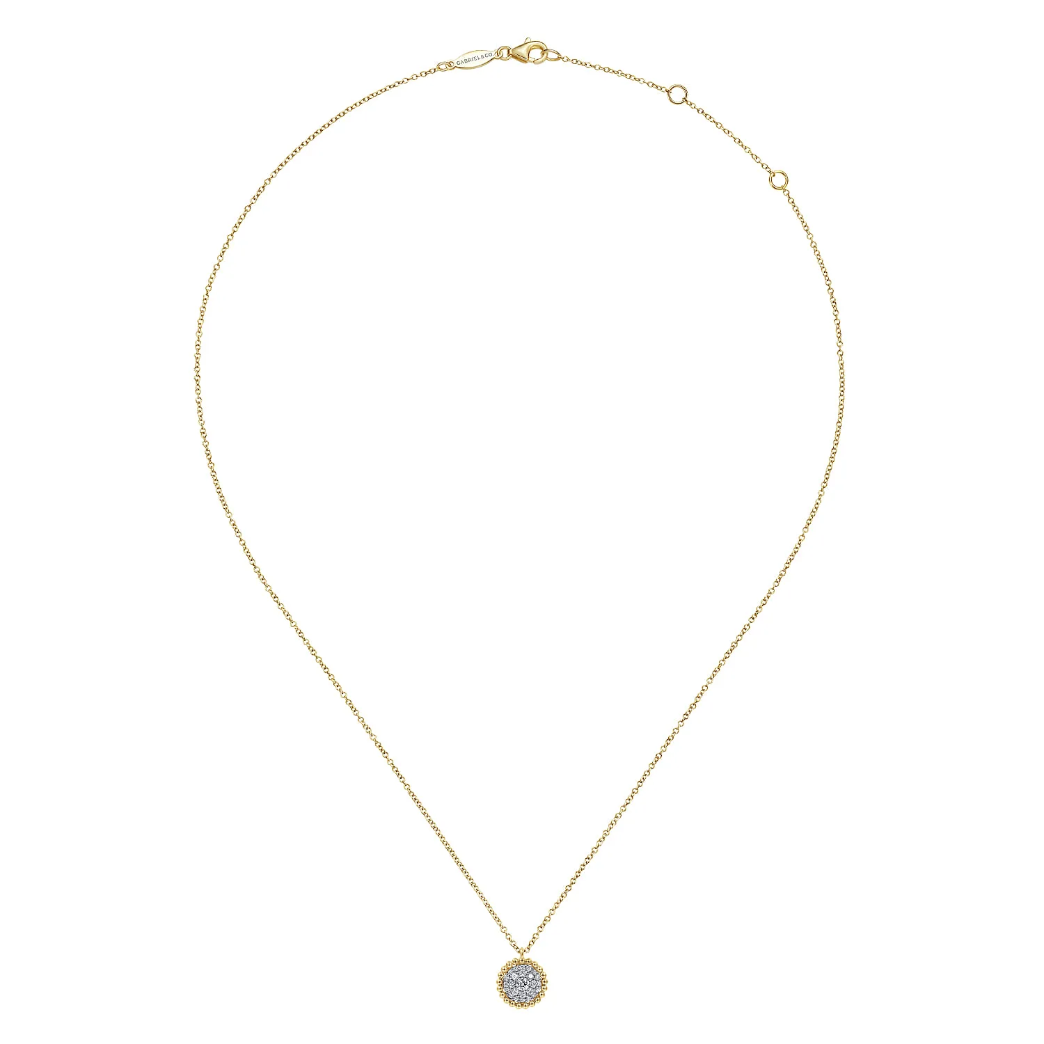 Diamond Pave Pendant Necklace with Bujukan Bead Frame in 14K Yellow Gold, photograph 2