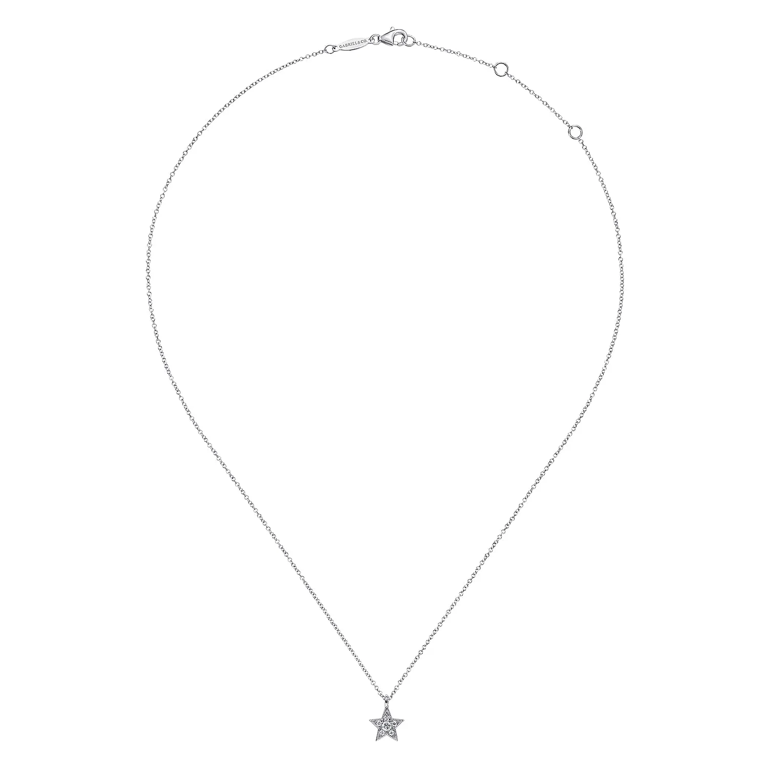 Diamond Star Pendant Necklace in 14K White Gold, photograph 2