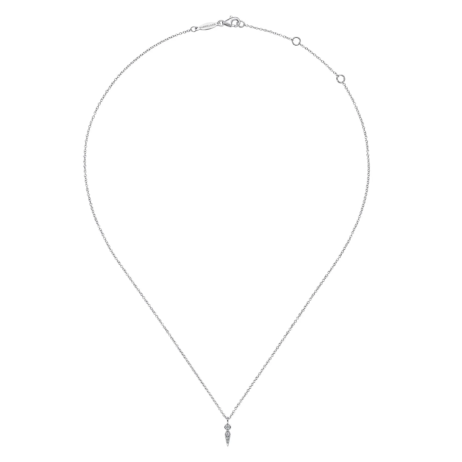 Diamond Spike Pendant Necklace in 14K White Gold, photograph 2