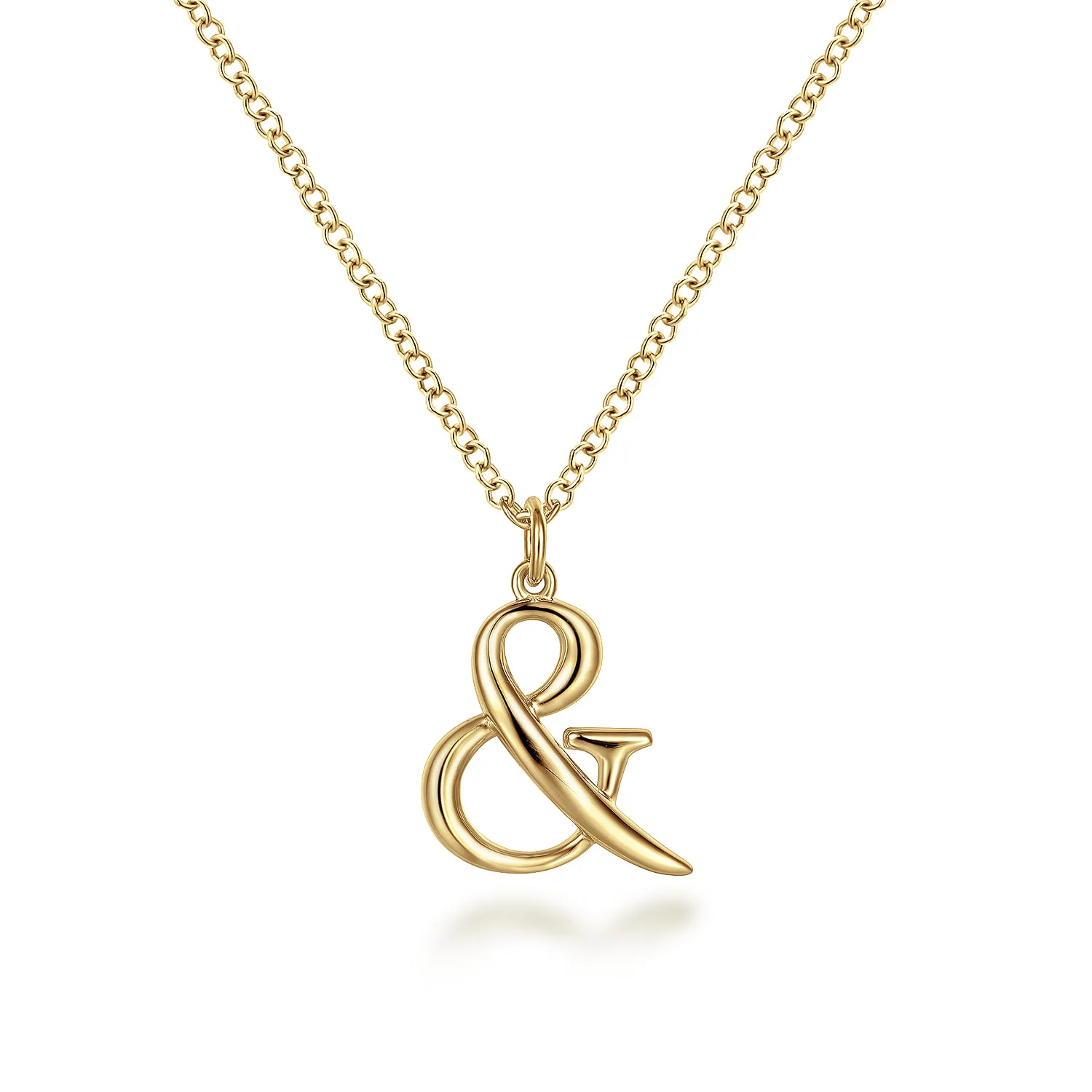 Ampersand Pendant Necklace with Bezel Set Diamond Drop